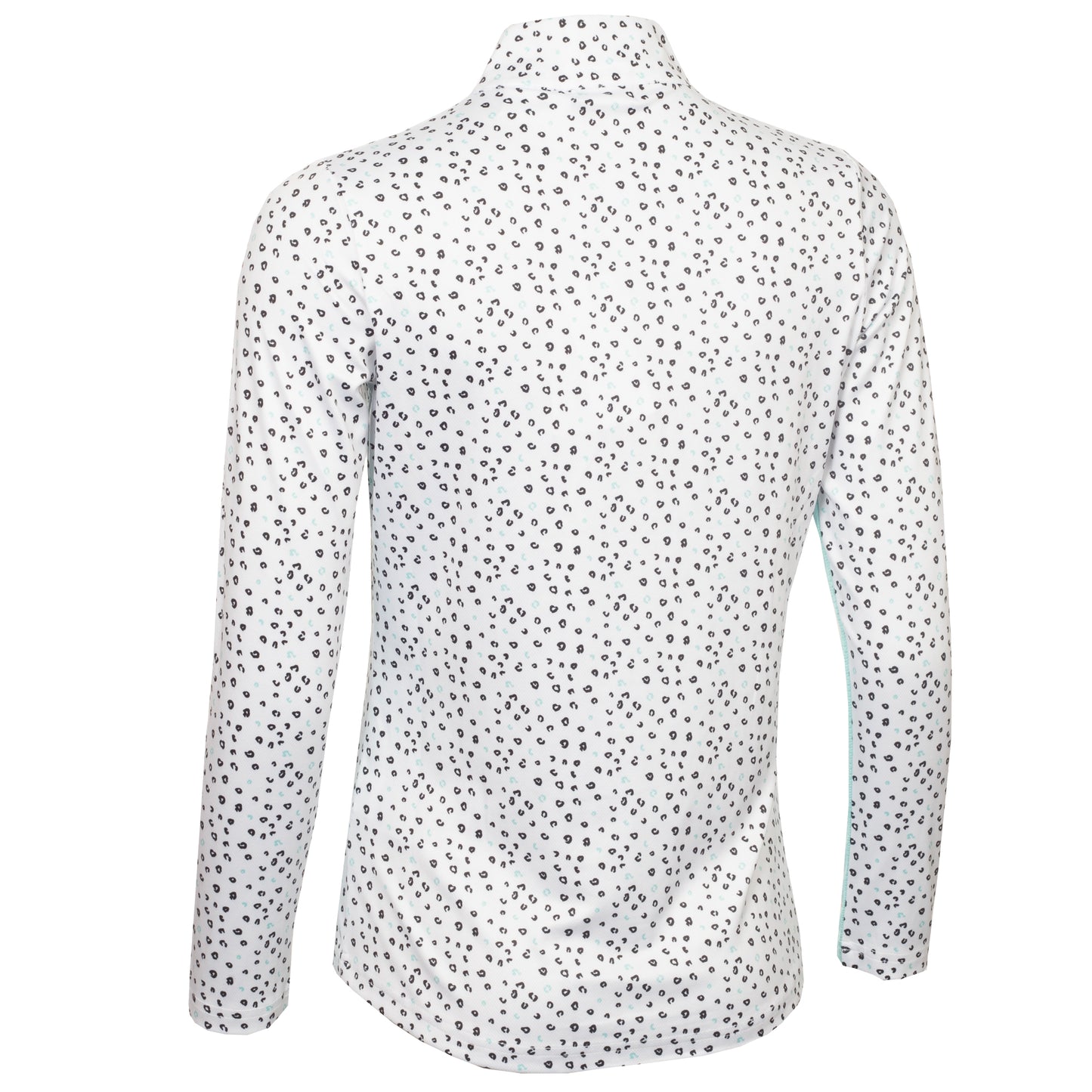 Green Lamb Ladies Abstract Leopard Print Zip Neck Golf Top