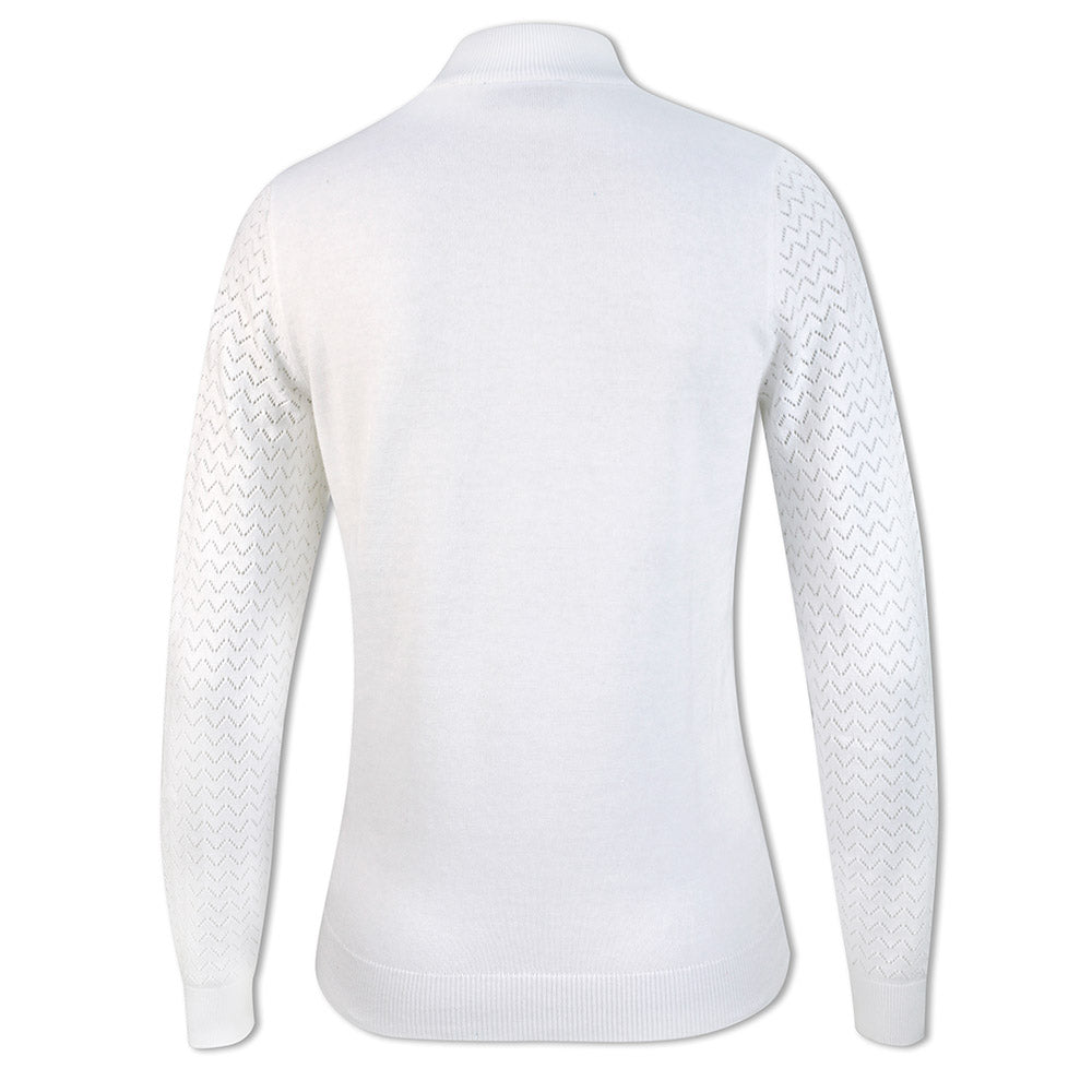 Glenmuir Ladies White Cotton Sweater with Contrast Stitching