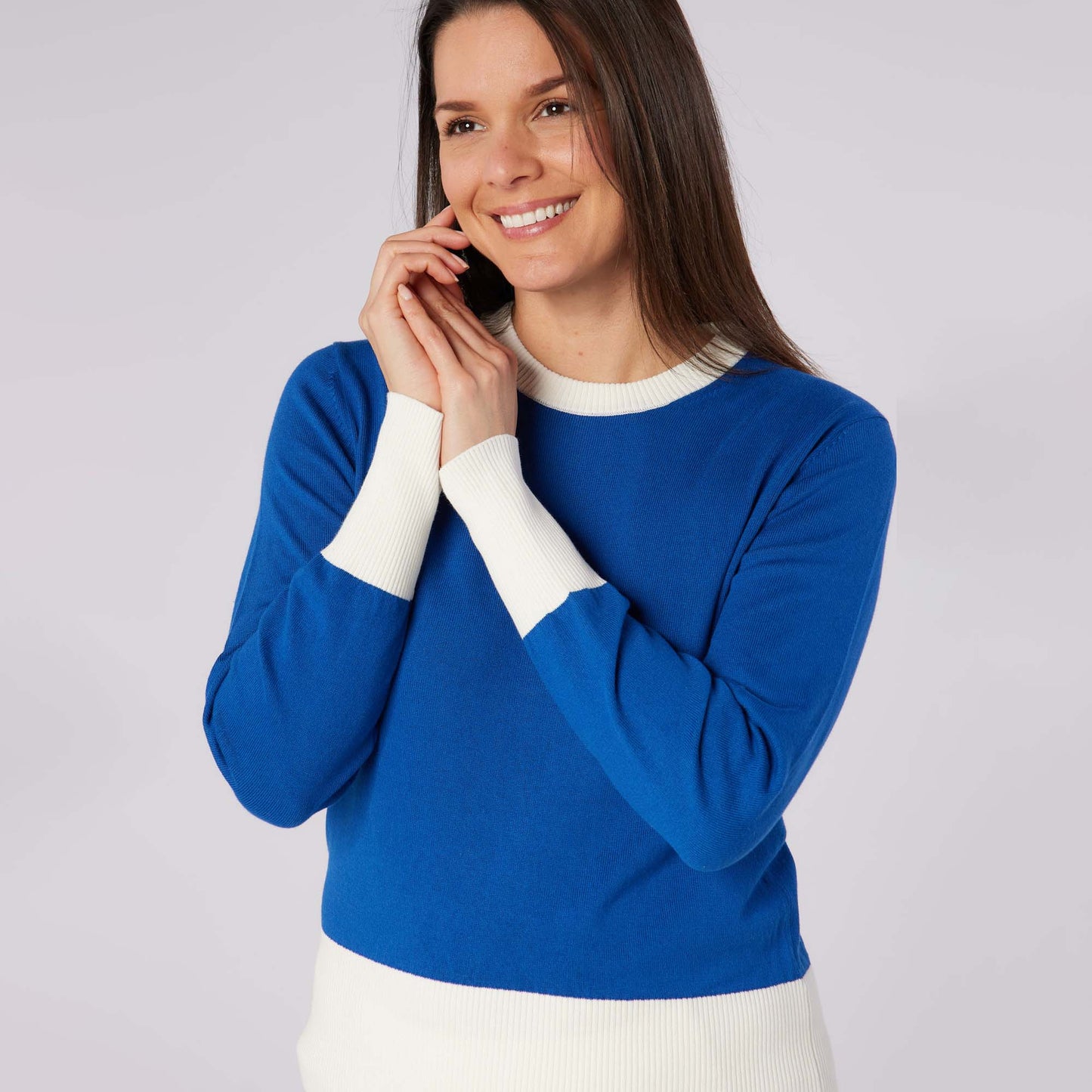 Swing Out Sister Ladies Colour Block Knitted Sweater - Feminine Comfort & Course Ready Style