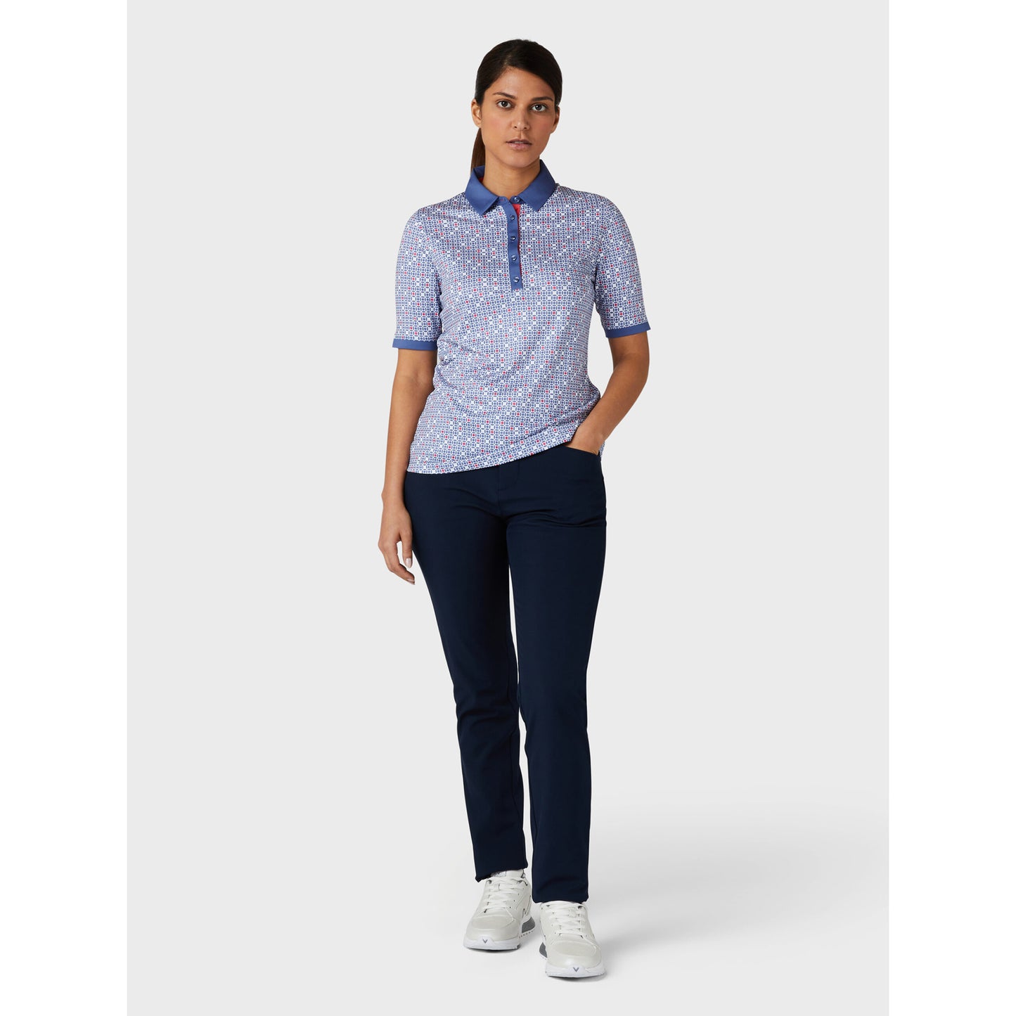 Callaway Ladies Short Sleeve Polo Shirt with Mesh Insert Detail in Coastal Fjord