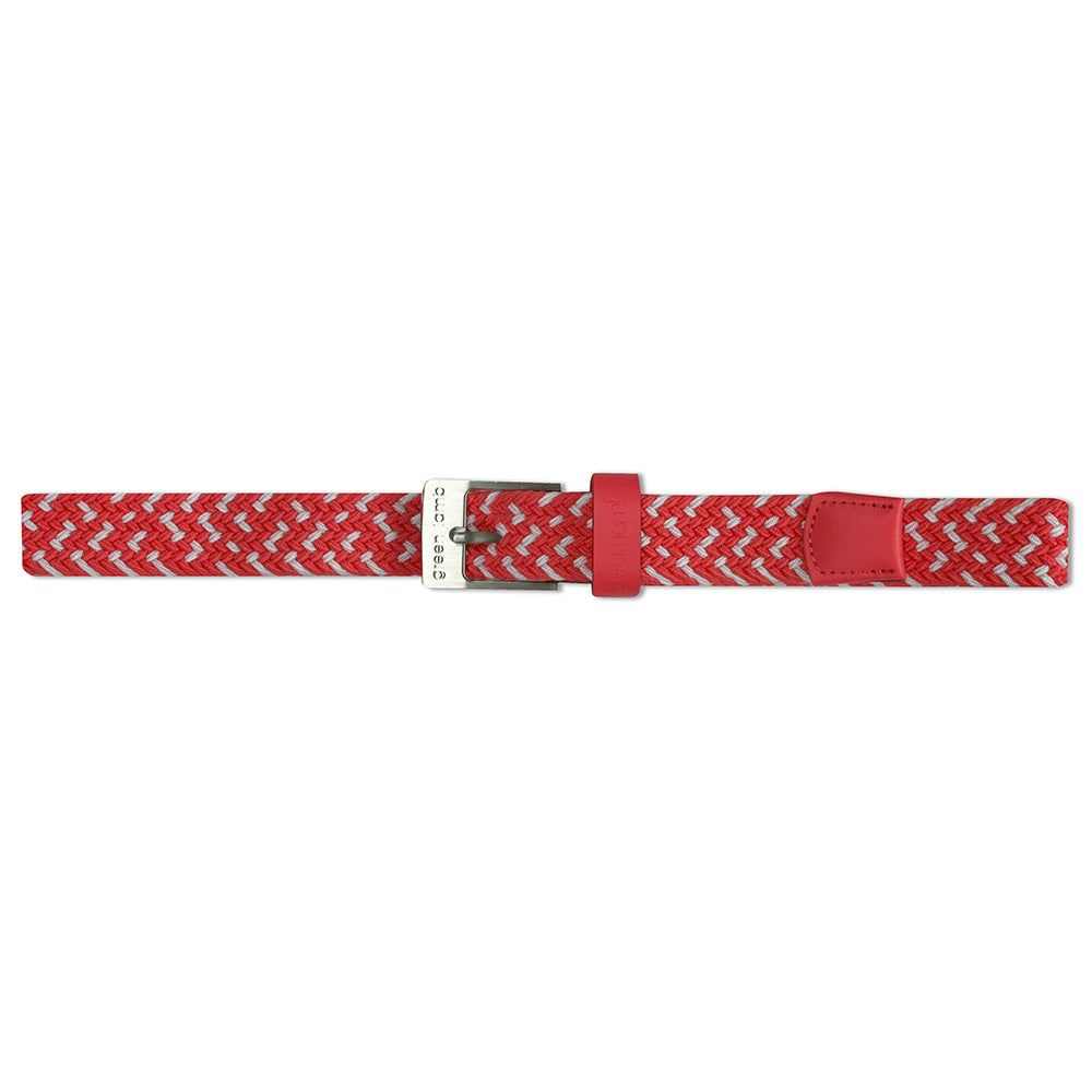 Green Lamb Ladies Elasticated Braided Stretch Belt in Strawberry & White