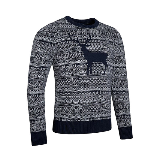 Glenmuir Mens Merino Blend Festive Fairisle Sweater in Navy