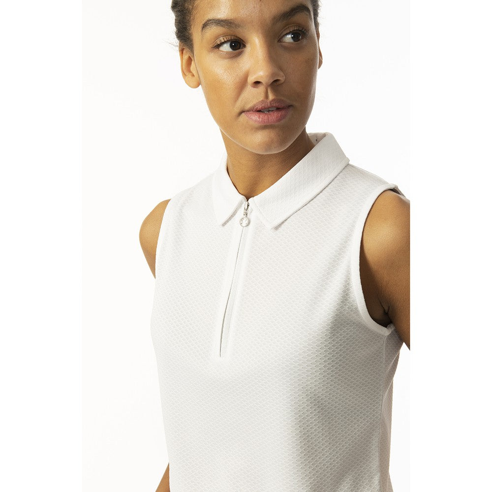 Daily Sports Honeycomb Structured Sleeveless Polo Shirt in White