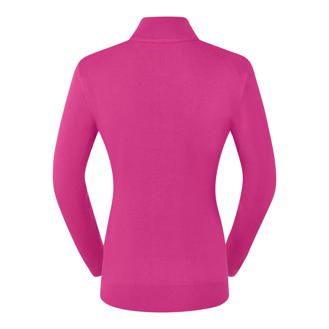 Pure Ladies Full Zip Lined Sweater in Pink Topaz