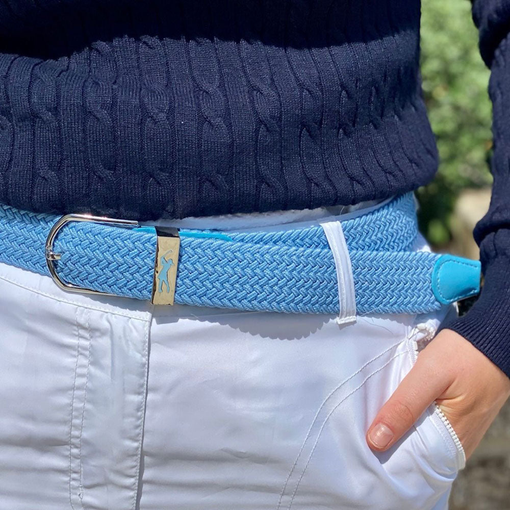 Surprizeshop Ladies Elasticated Braided Stretch Golf Belt in Pastel Blue