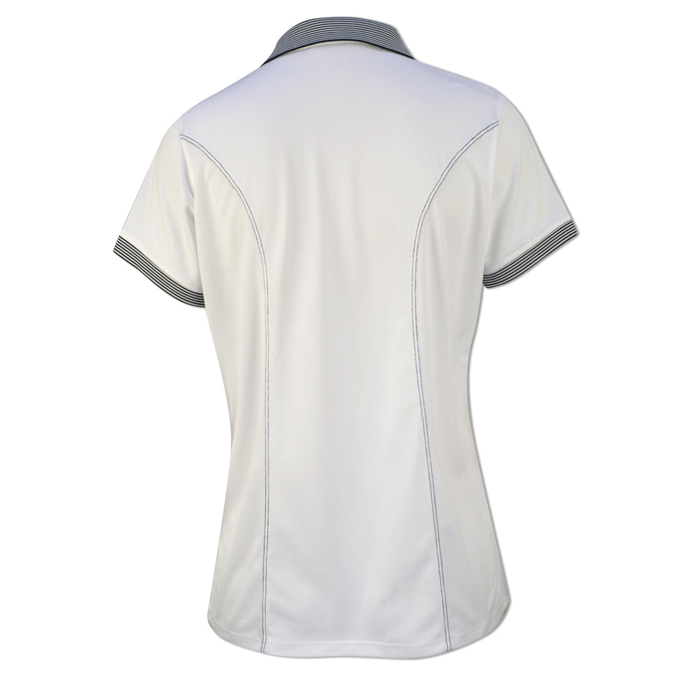 Glenmuir Short Sleeve Zip-Neck Pique Polo Shirt with UPF50 in White & Navy