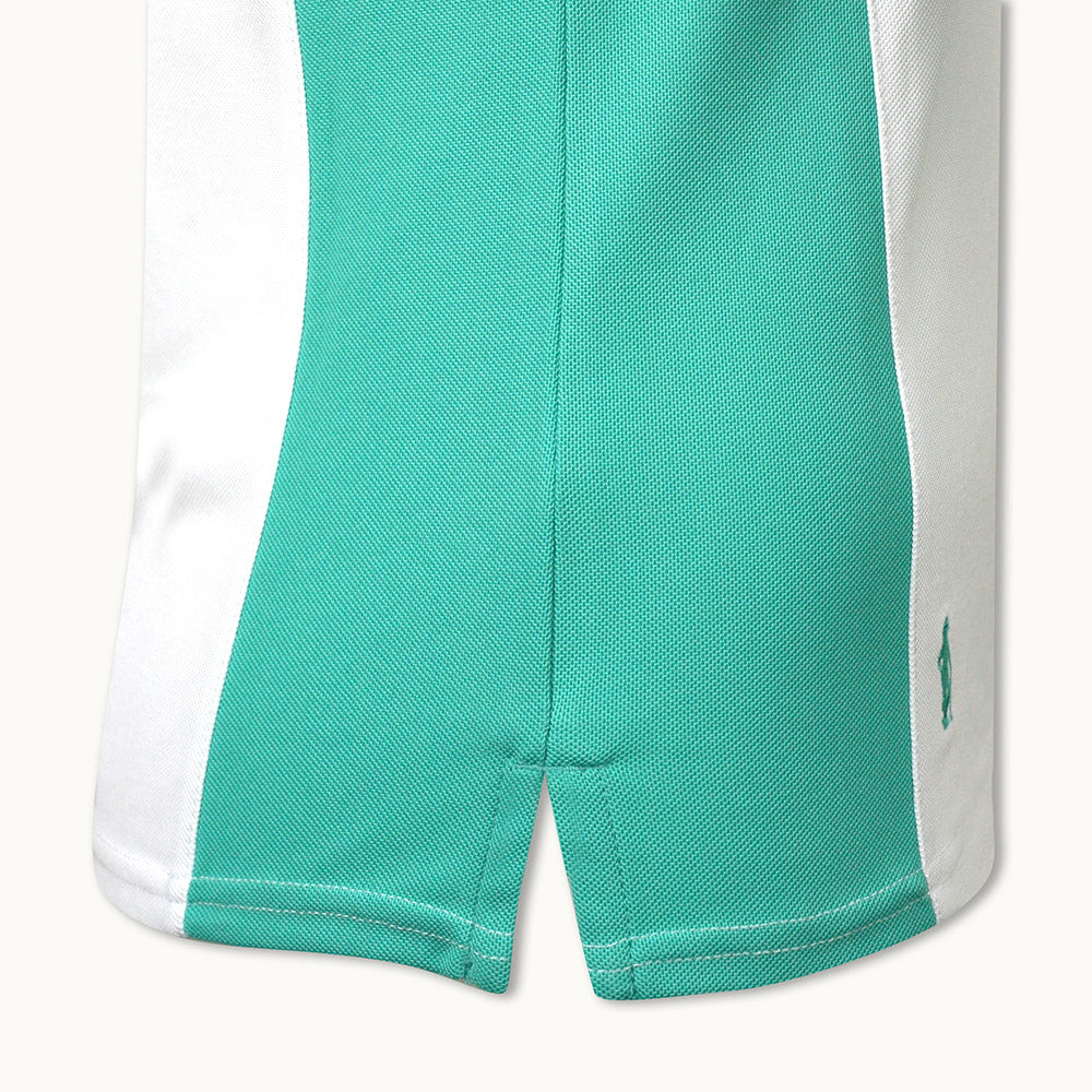 Glenmuir Ladies Short Sleeve Polo with Birdseye Rib Collar in White/Marine Green