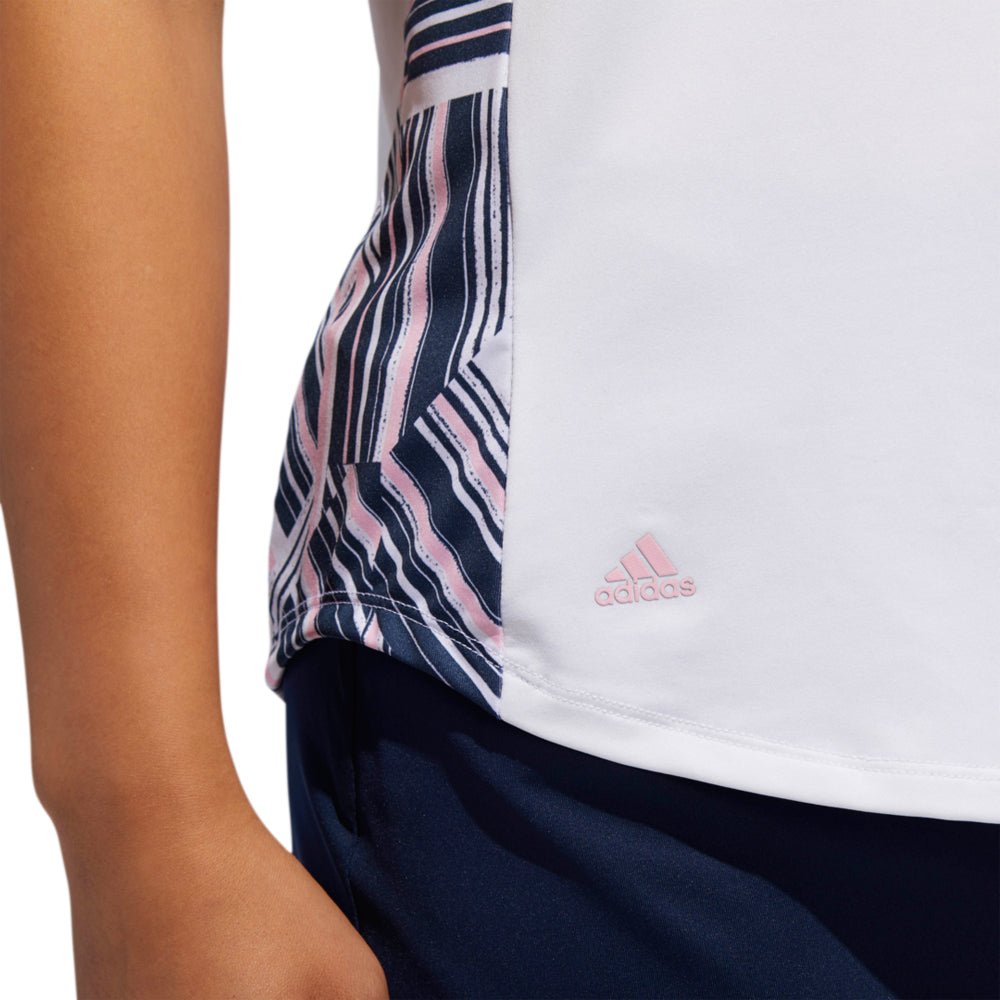 adidas Ladies Short-Sleeve Geometric Print Golf Polo - XS Only Left