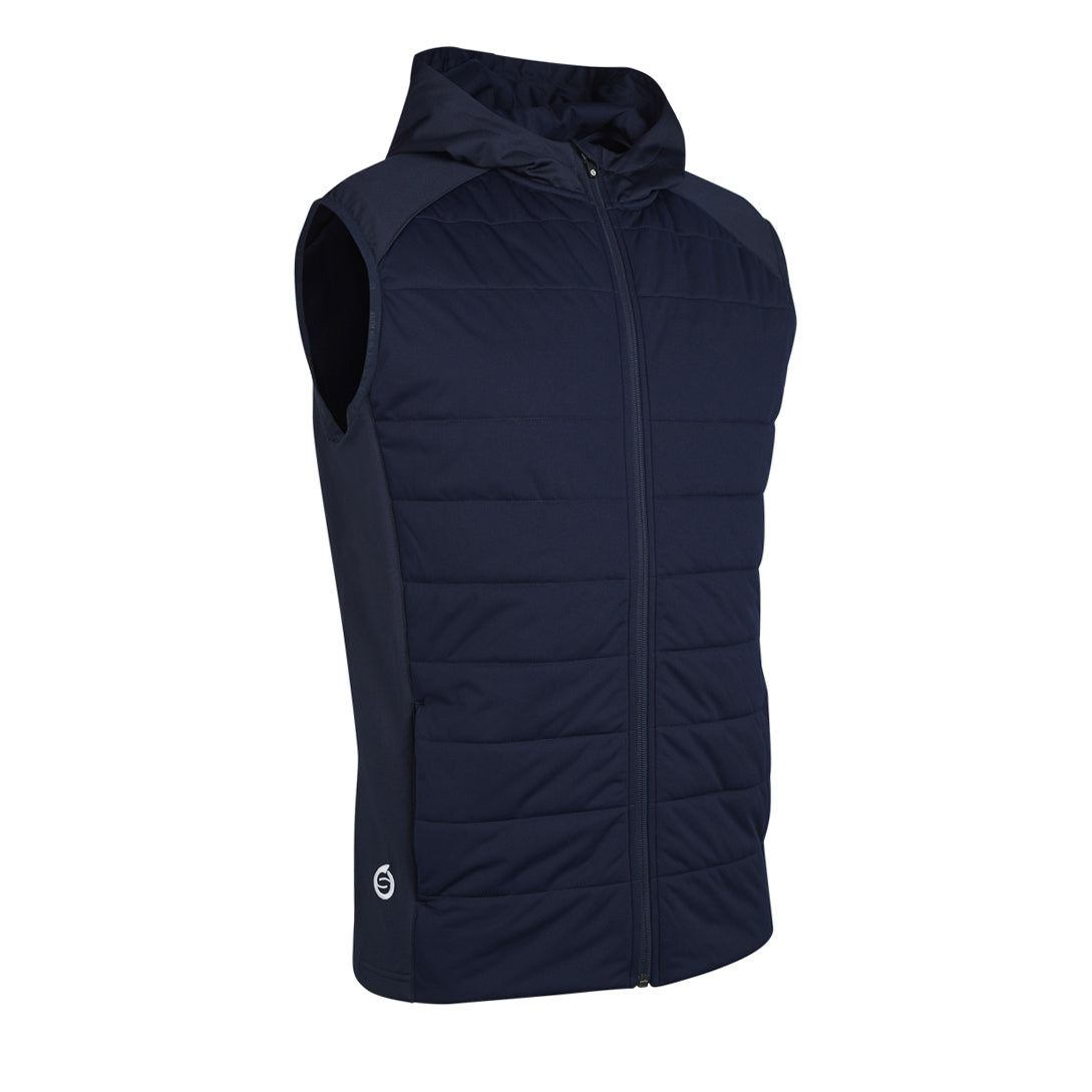 Sunderland Mens Thermal Hooded Gilet with Stretch Side Panels and a Water Repellent Finish in Navy