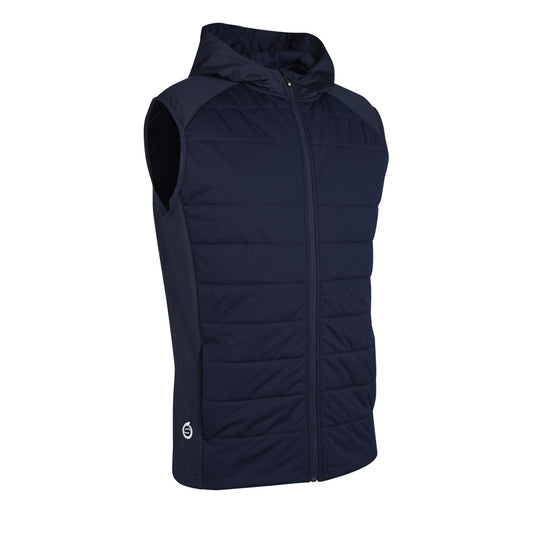 Sunderland Mens Thermal Hooded Gilet with Stretch Side Panels and a Water Repellent Finish in Navy