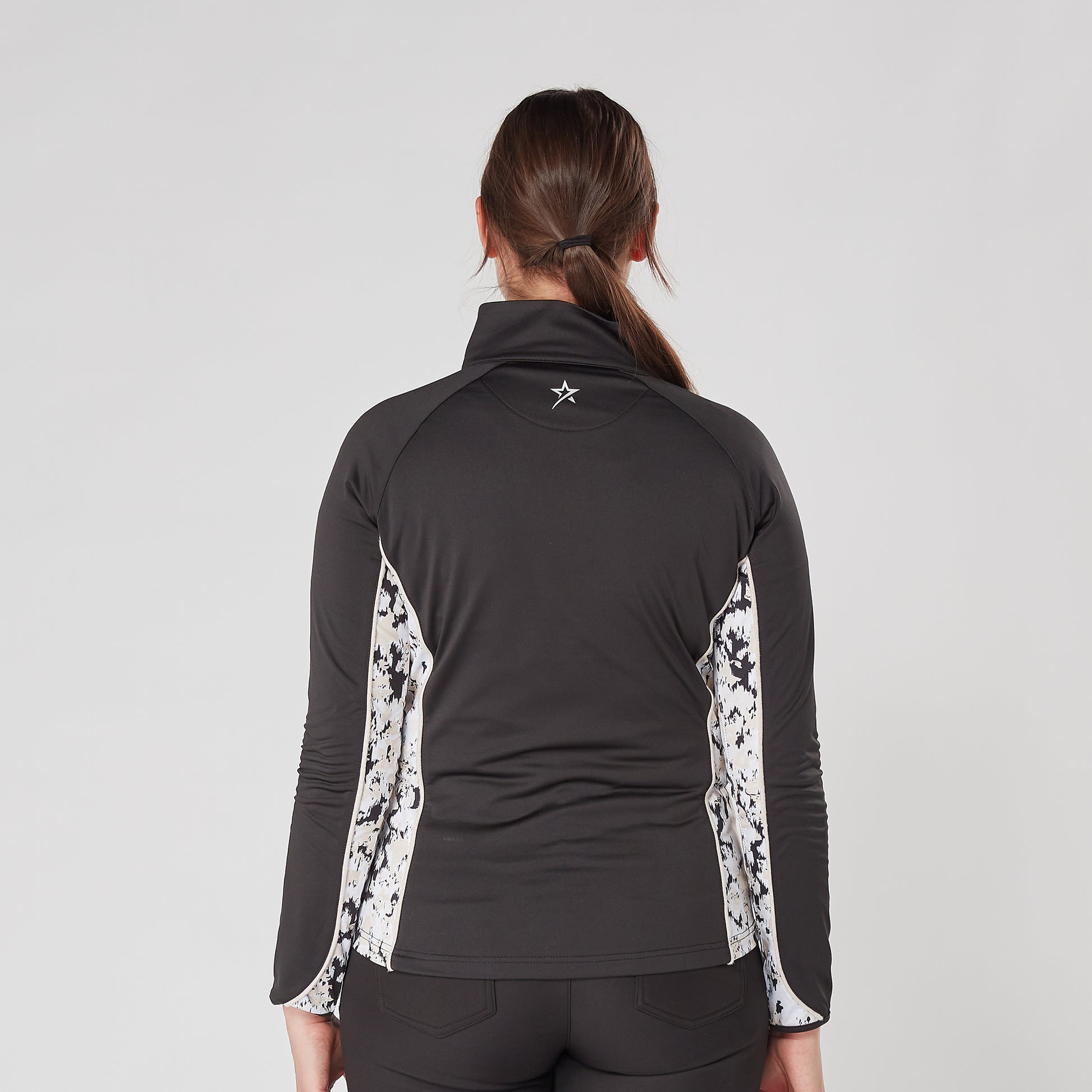 Swing Out Sister Womens 1/4 Zip Top with Print Contour Panels