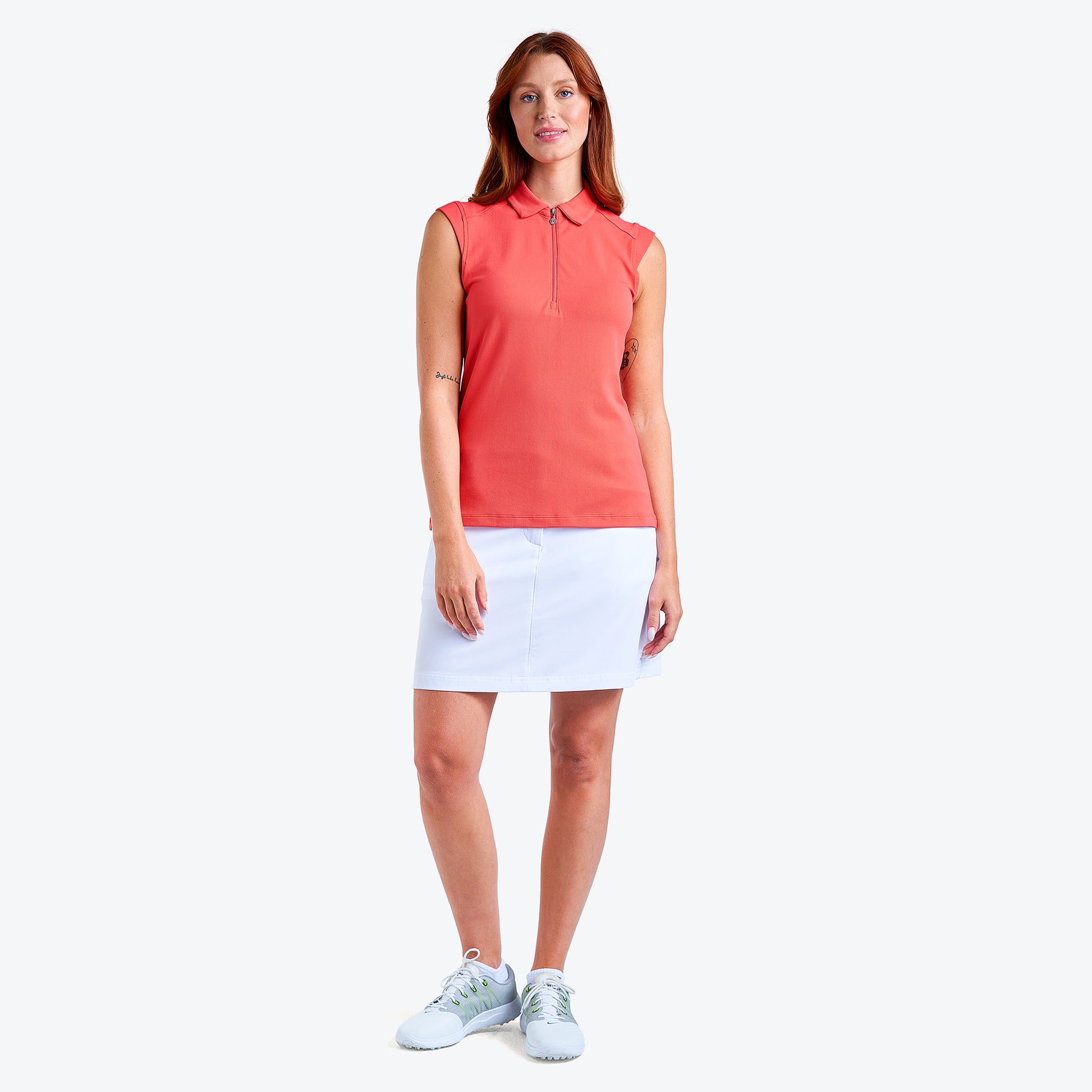 Nivo Ladies Sleeveless Piqué Polo with UPF 50+ in Papaya - Last One Small Only Left