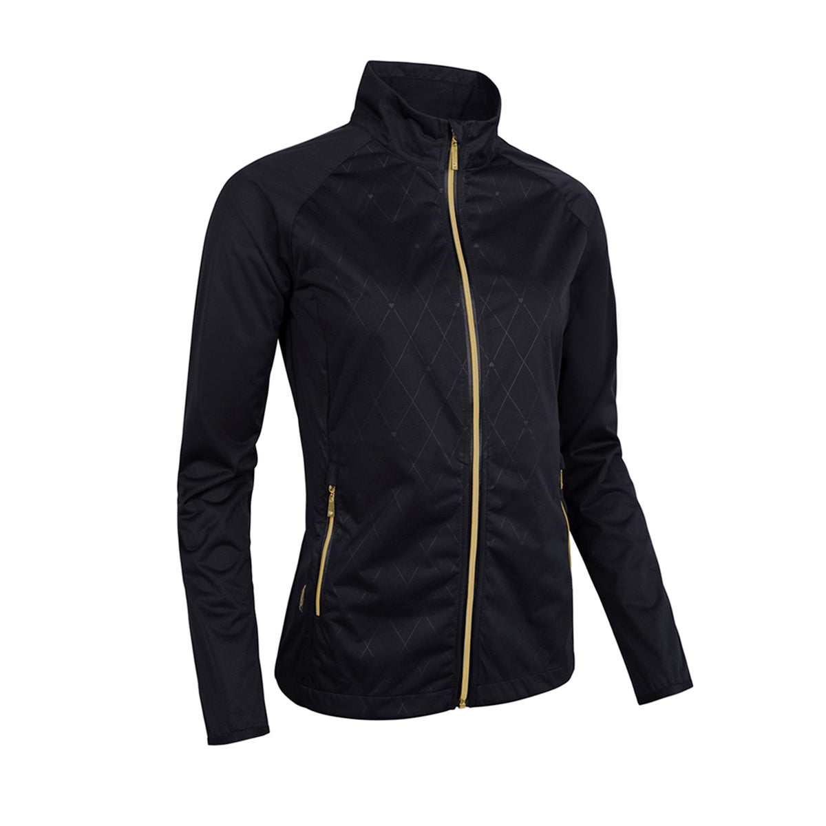 Glenmuir Ladies Lightweight Black Showerproof Jacket with Subtle Diamond Print