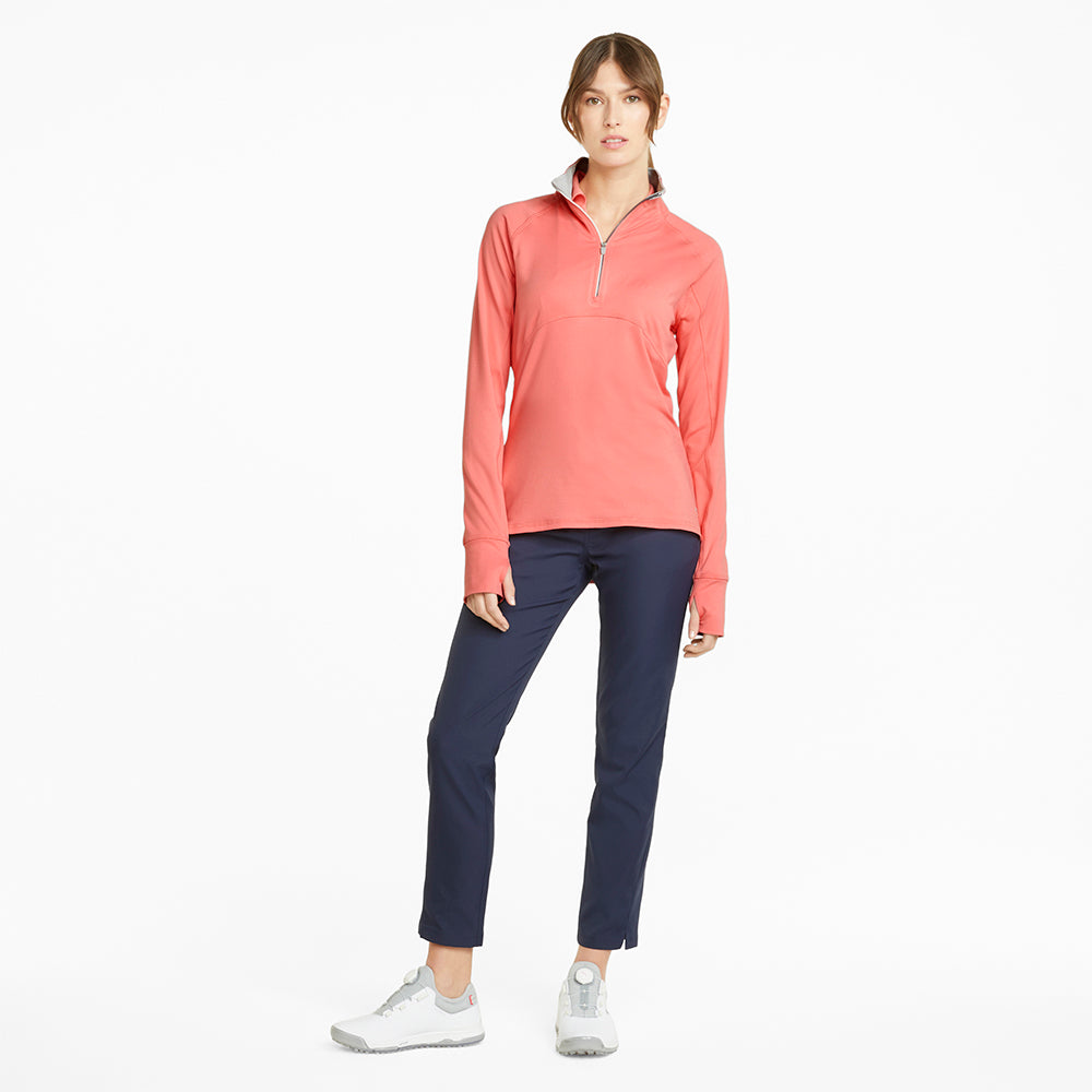 Puma Ladies Mid-Layer Zip Neck Top in Carnation Pink