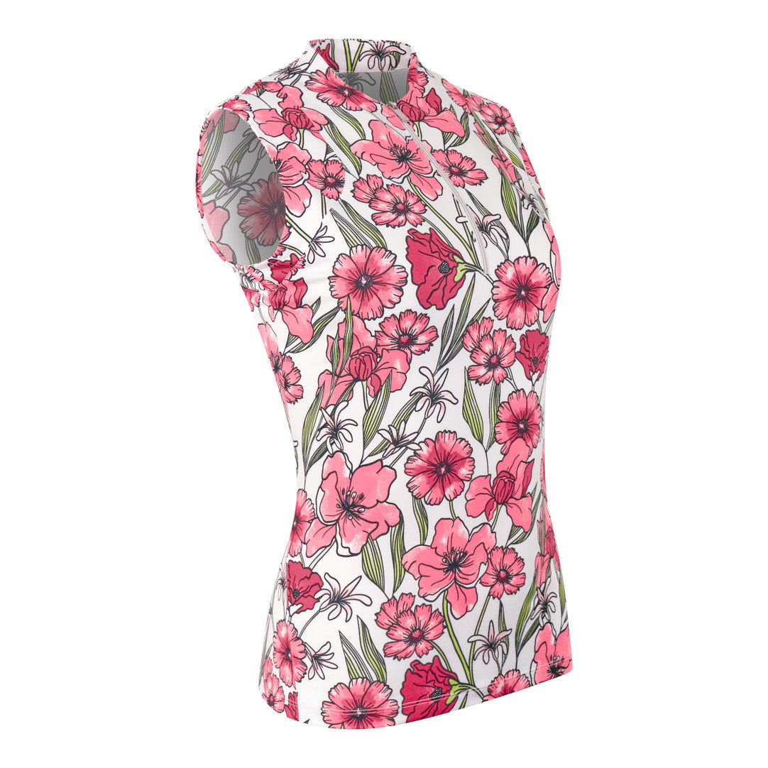 Tail Ladies Sleeveless Funnel Neck Floral Print Golf Top - Small Only Left