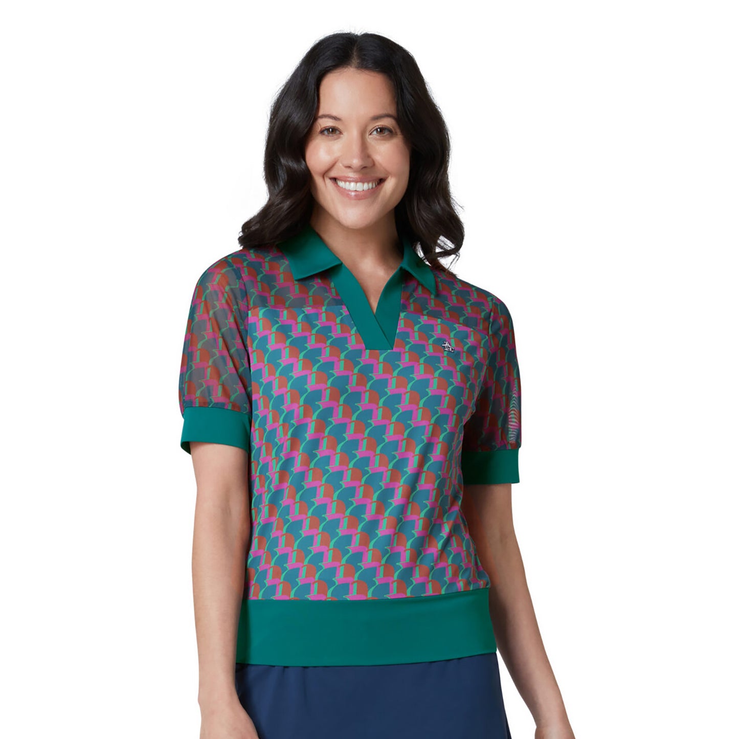 Original Penguin Ladies Short Sleeve Printed Penguin Golf Top