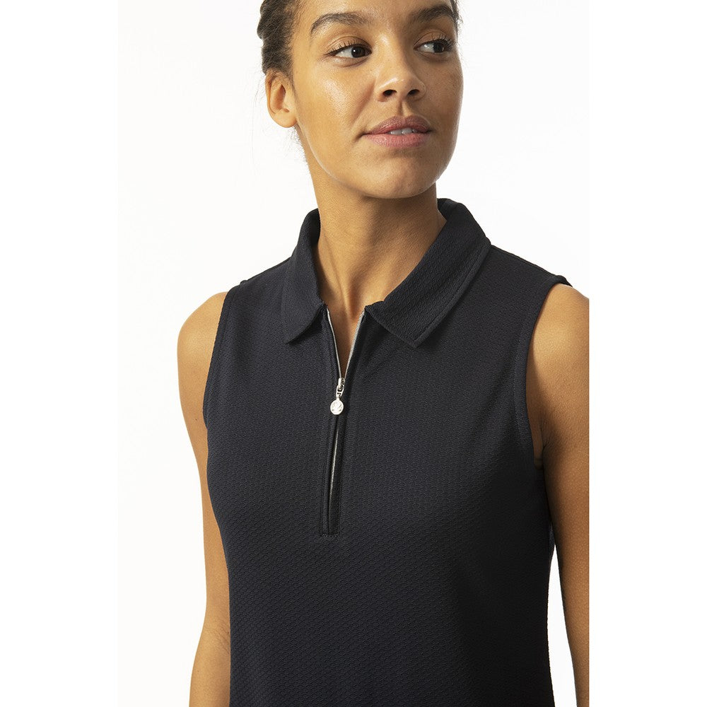 Daily Sports Honeycomb Structured Sleeveless Polo Shirt in Navy