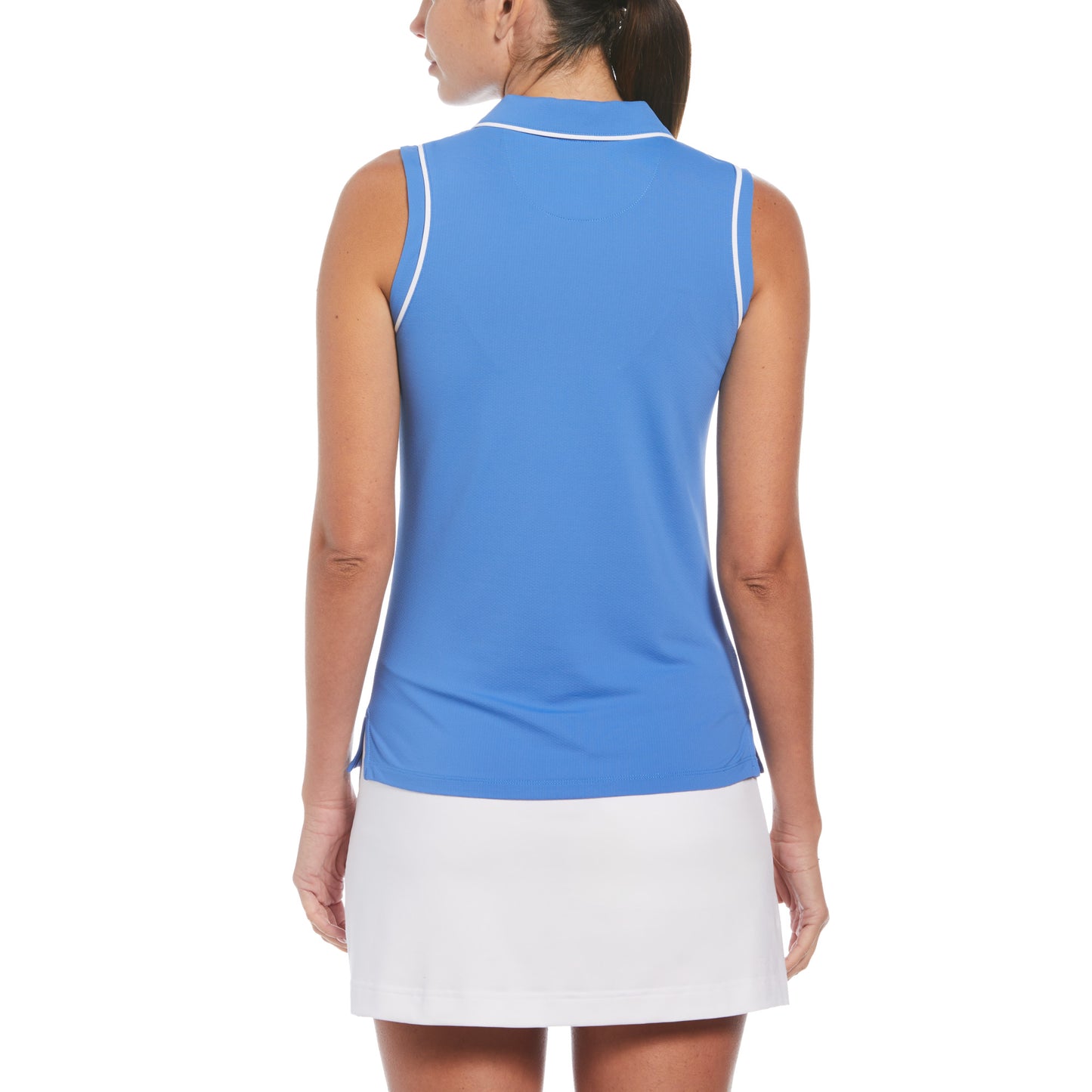 Original Penguin Ladies Sleeveless Polo with Contrast Piping in Nebulas Blue