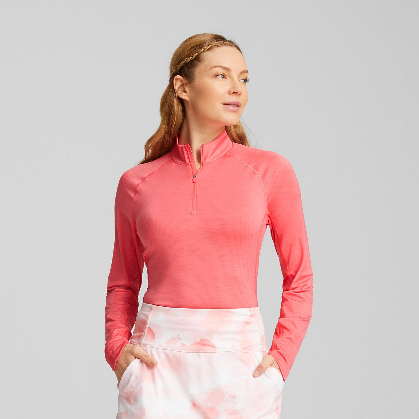 Puma Golf Ladies Long Sleeve YOU-V Top in Loveable Heather