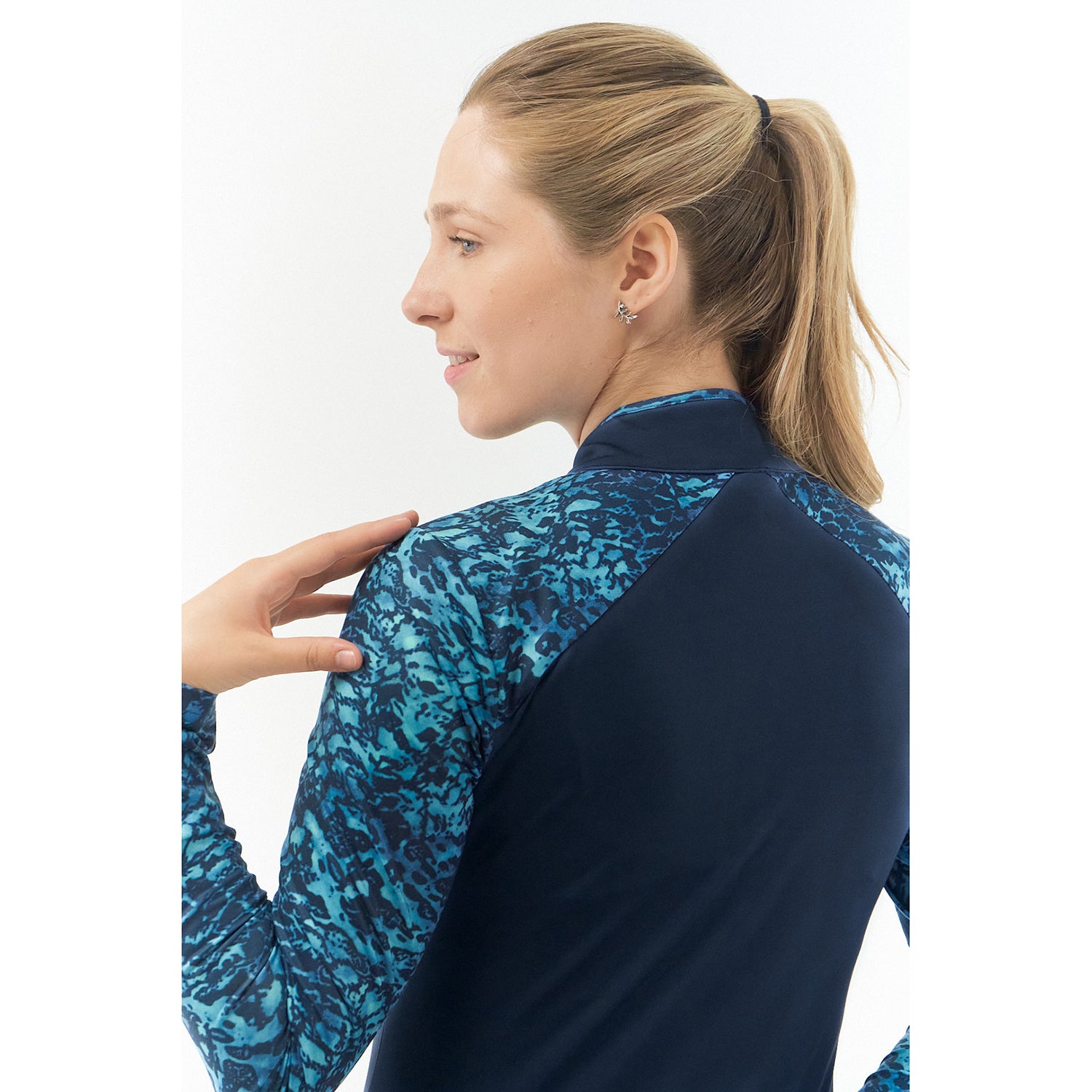 Pure Ladies Long Sleeve Polo in Tourmaline Leopard