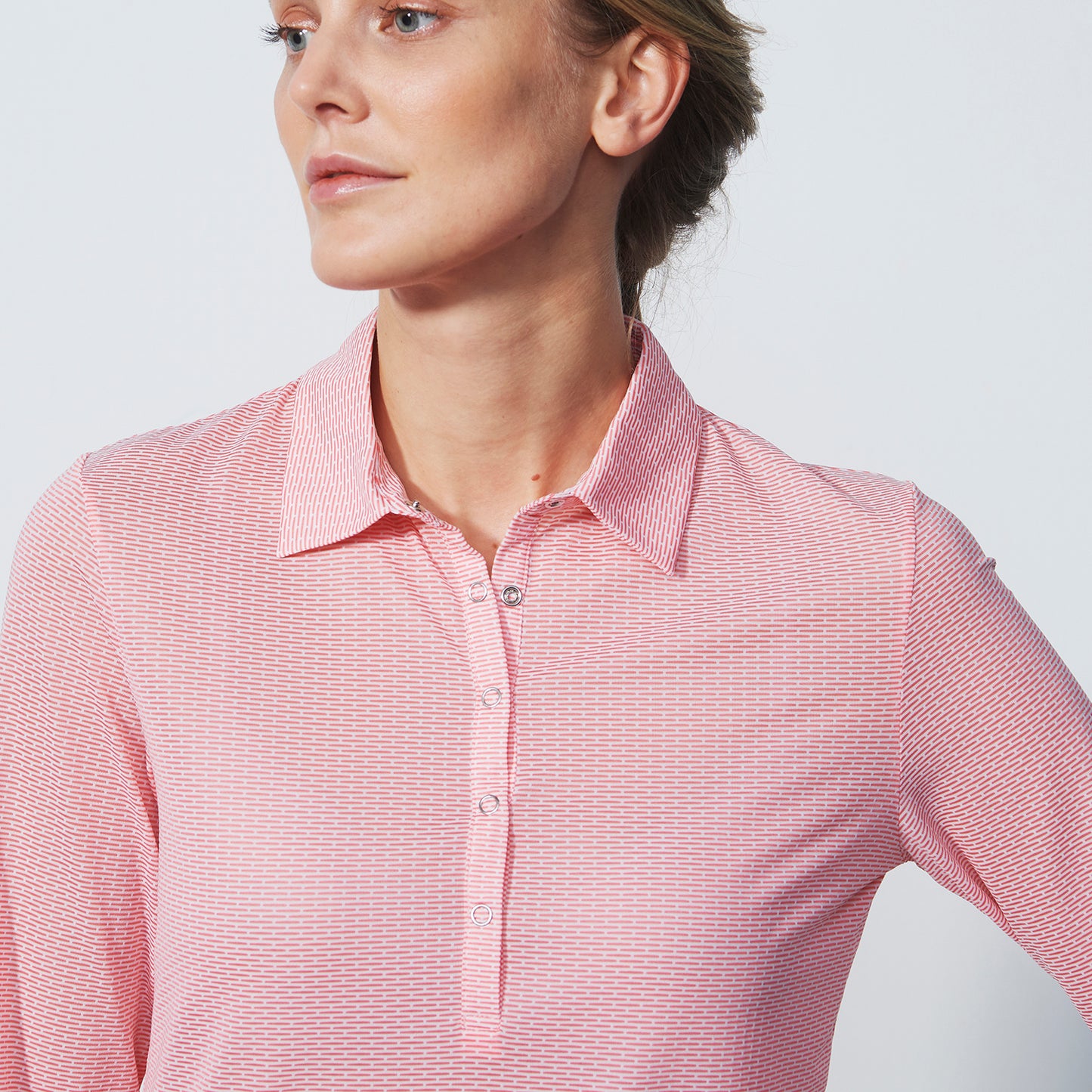 Daily Sports Quick Dry Long Sleeve Polo Shirt in Coral