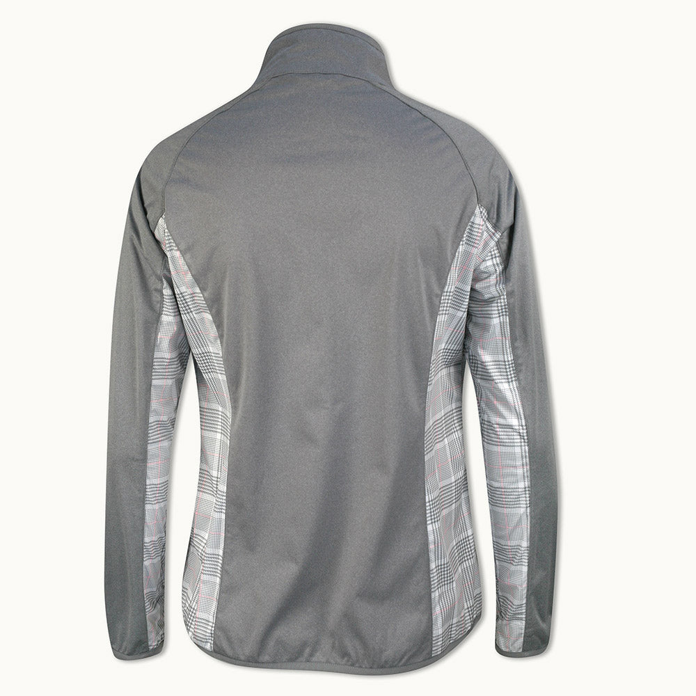 Glenmuir Ladies Lightweight Showerproof Performance Golf Jacket in Light Grey Marl/White/Candy Check