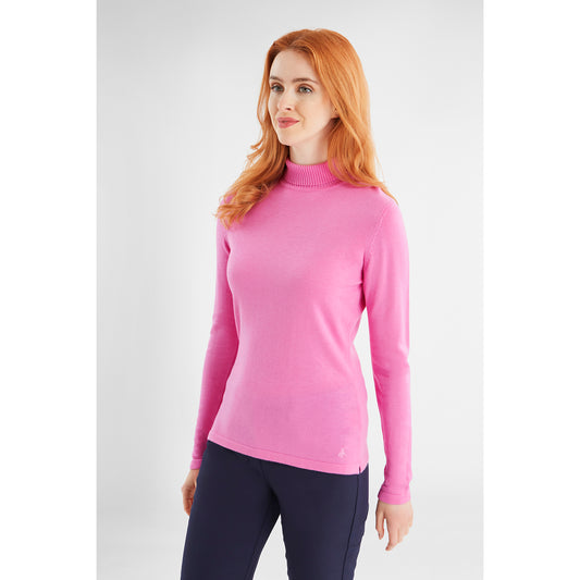 Green Lamb Ladies Cashmere Mix Roll Neck in Bubble Gum