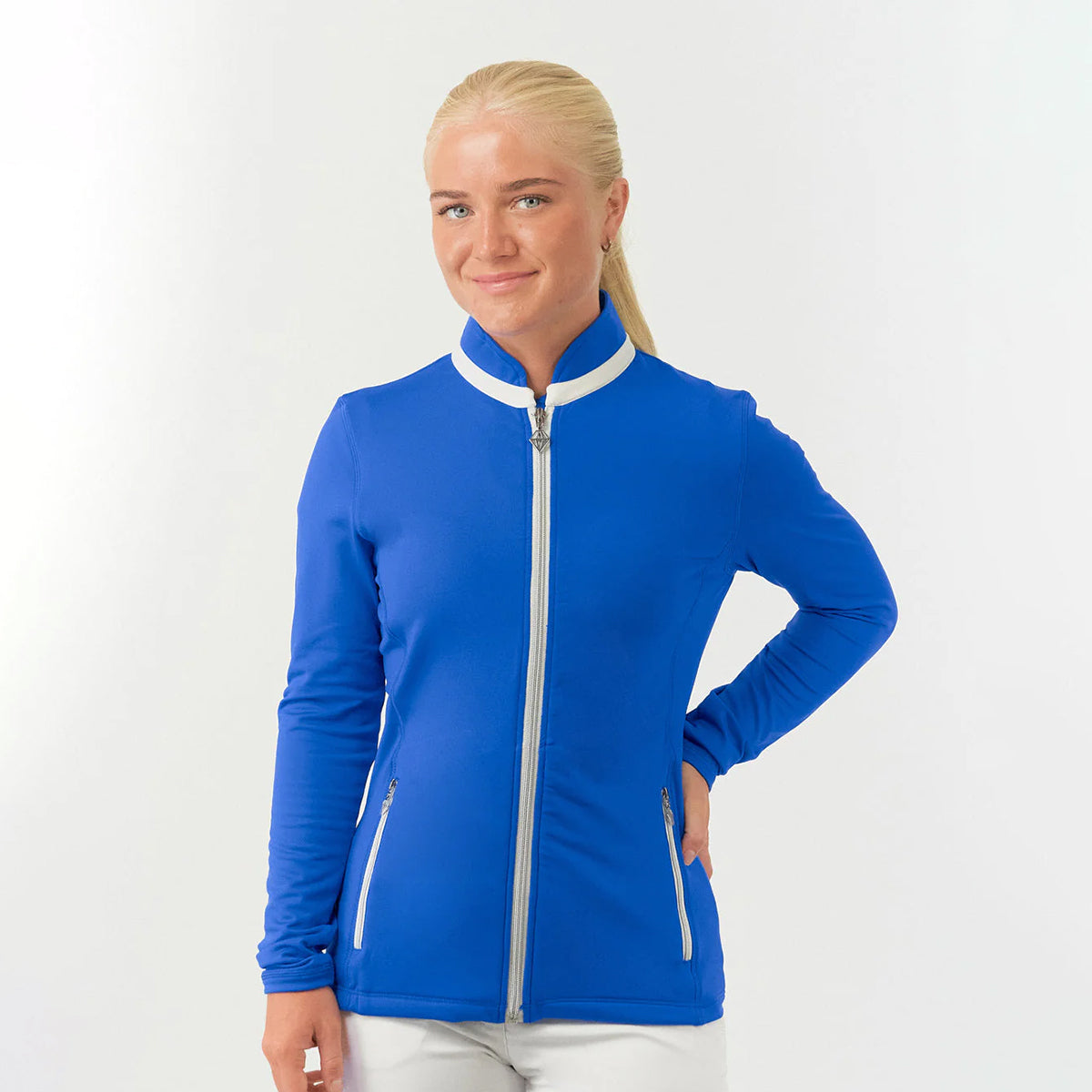 Pure Golf Ladies Full Zipped Mid-Layer Jacket in Royal Blue