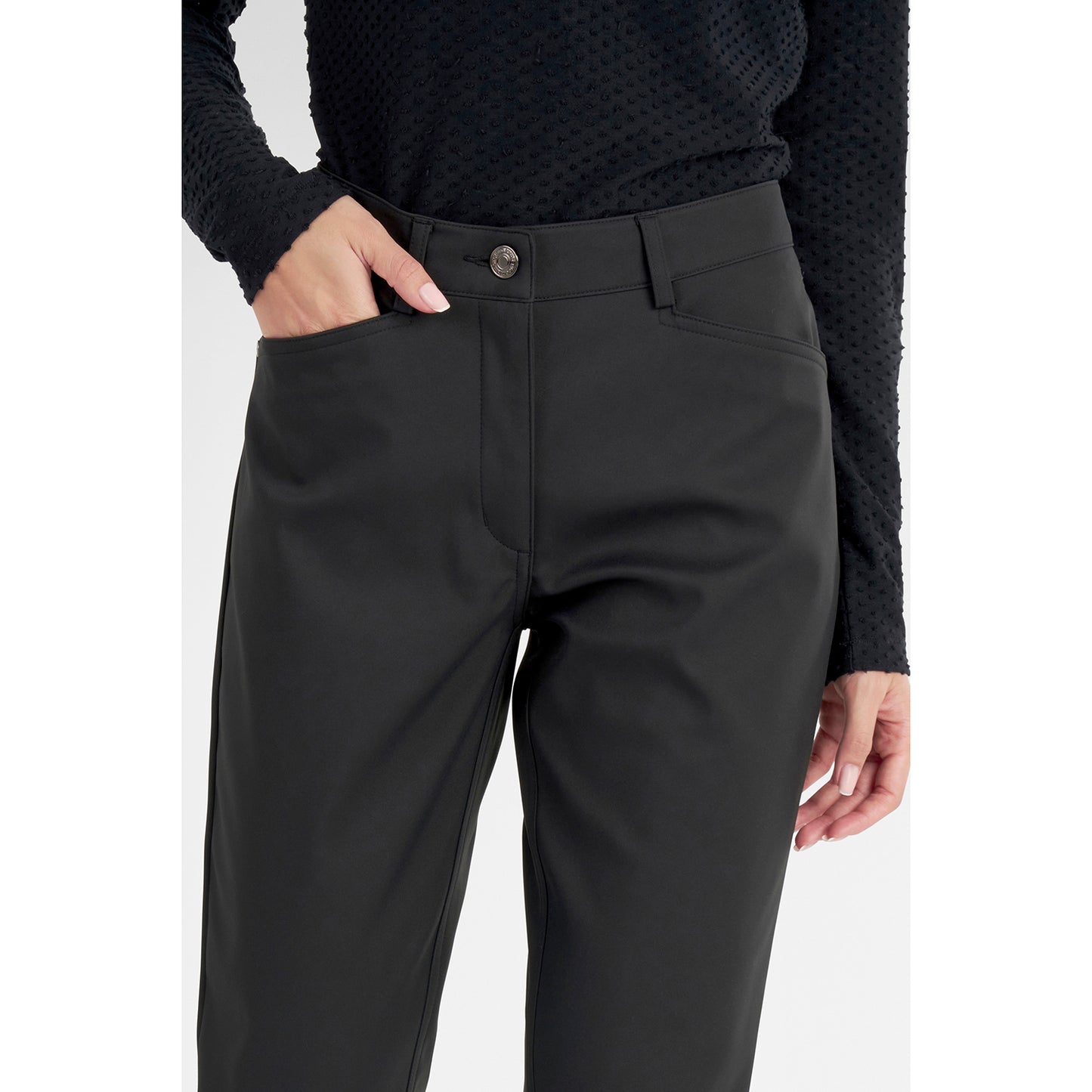 Green Lamb Slim-Fit Thermo Windbarrier Trousers in Black