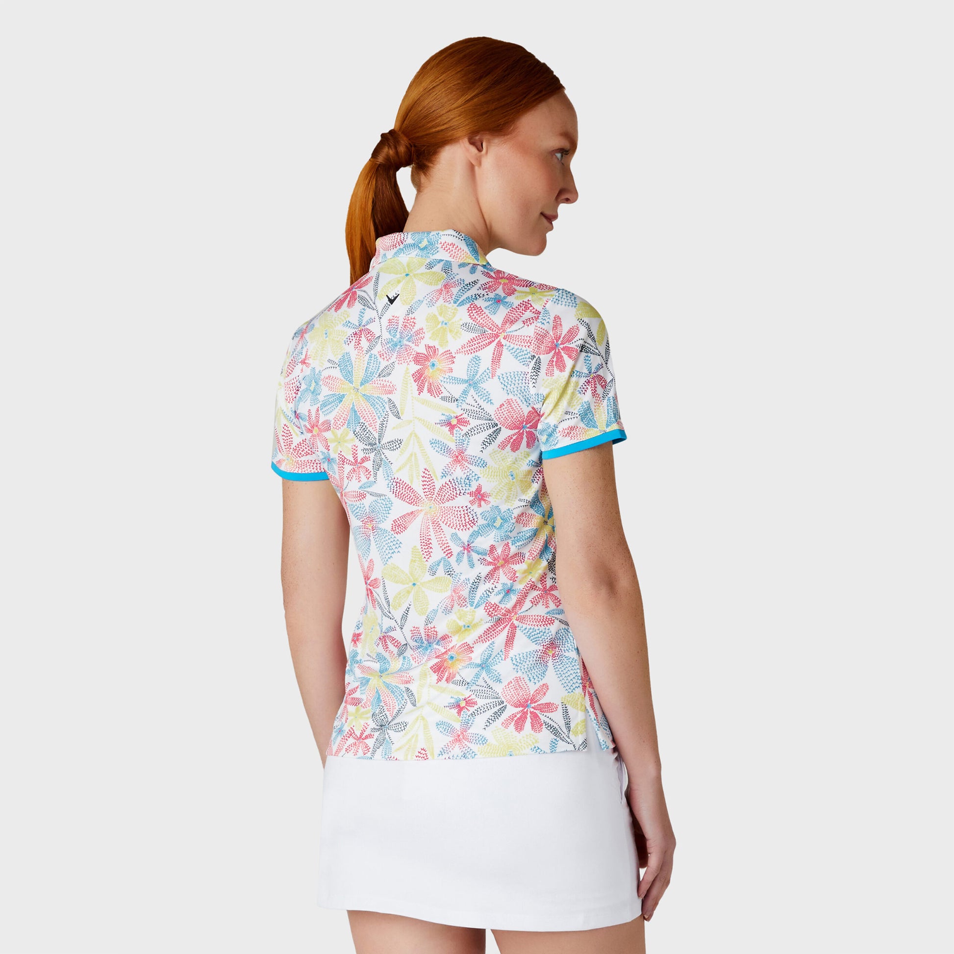 Callaway Ladies Short Sleeve Golf Polo with Digitised Chev Floral Print