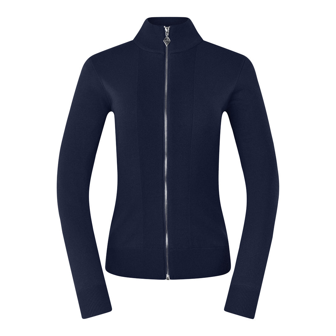 Pure Ladies Full Zip Lined Sweater in Navy