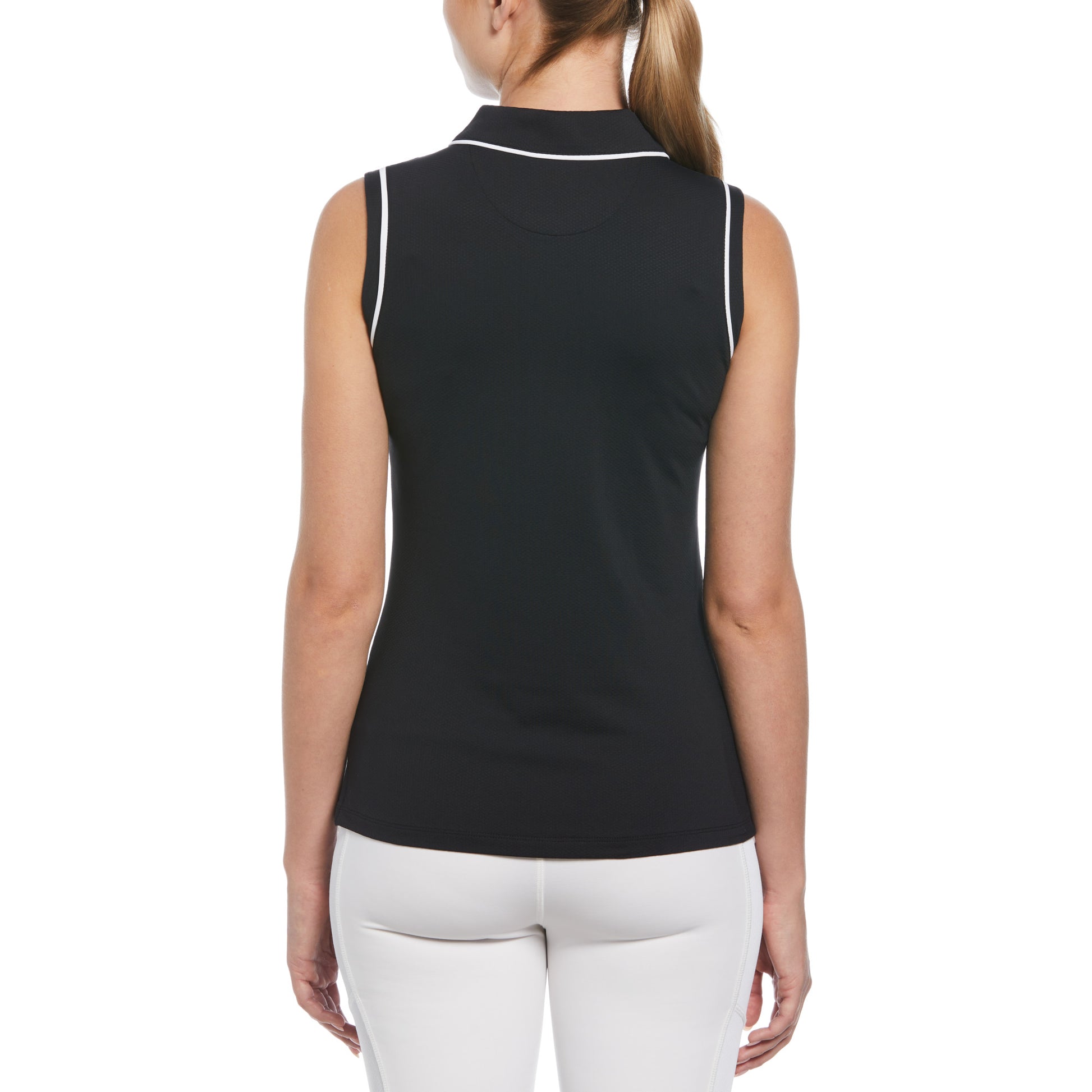 Original Penguin Ladies Caviar Sleeveless Polo with Contrast Piping