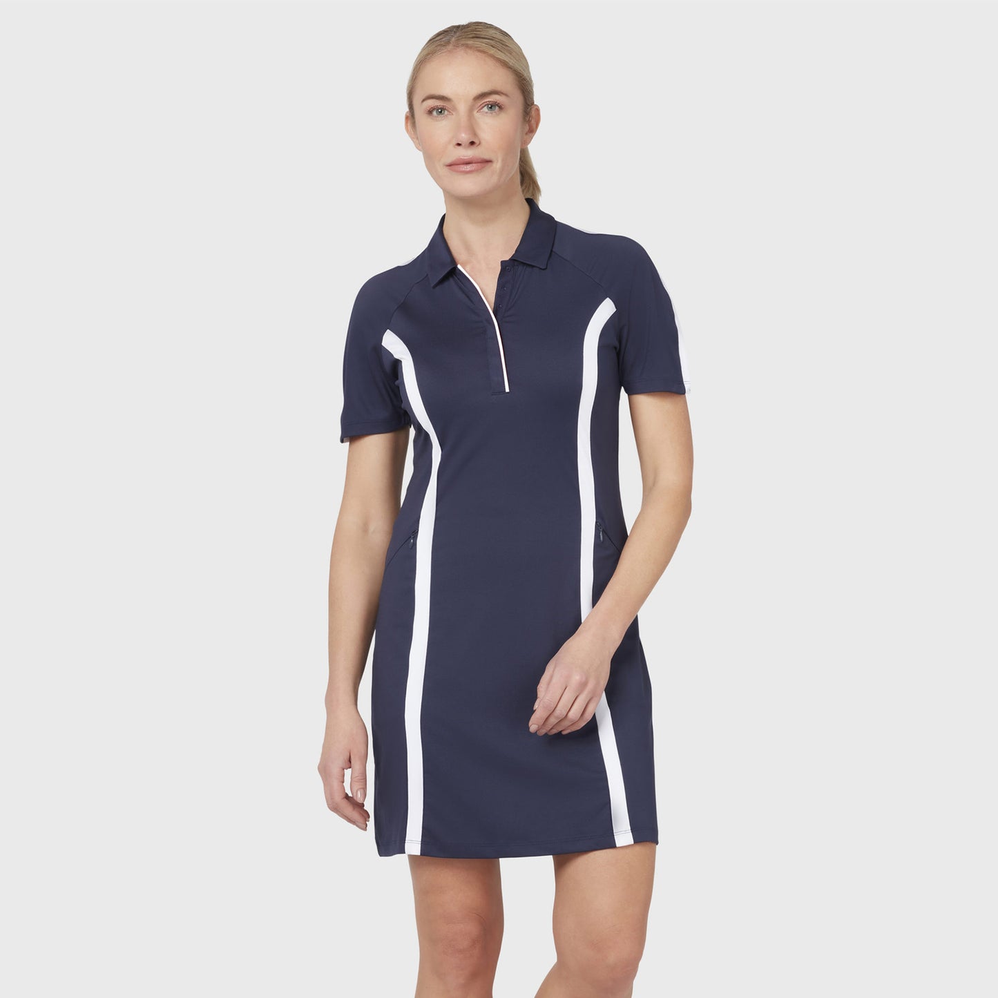 Callaway Ladies Short Sleeve Colourblock Dress in Peacoat - Last One Small Only Left