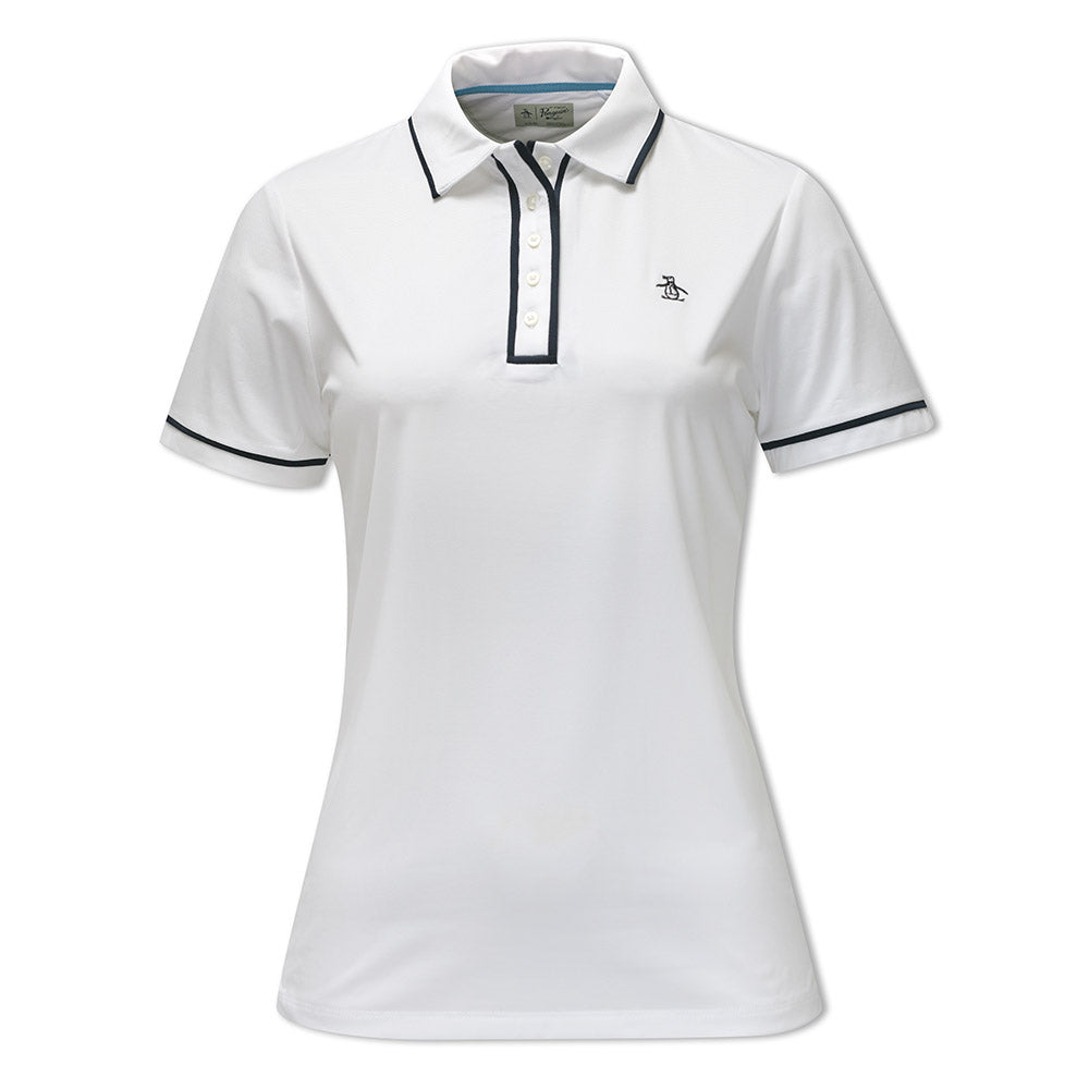 Original Penguin Ladies Piped Short Sleeve Polo in Bright White