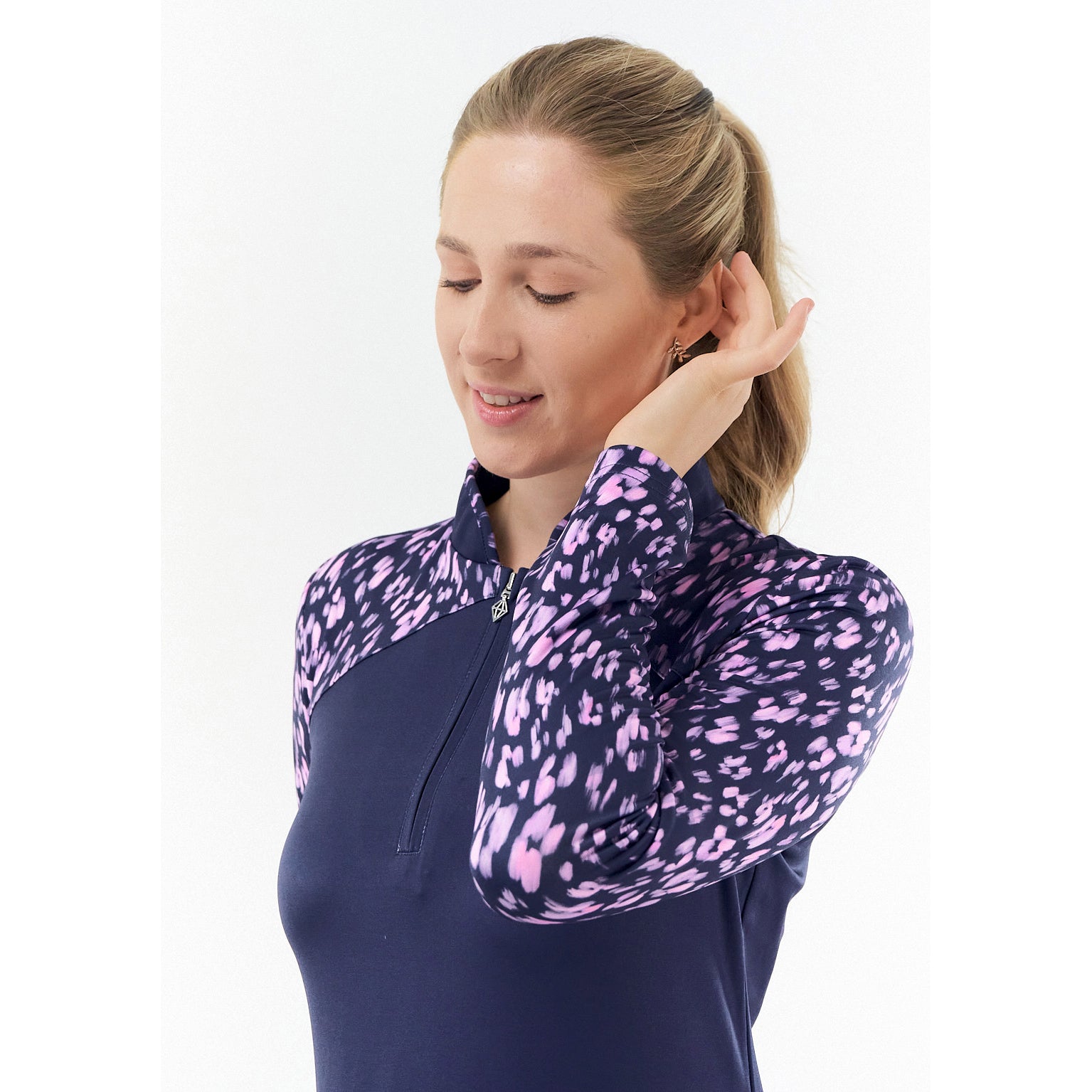 Pure Ladies Long Sleeve Polo in Lavender Flurry