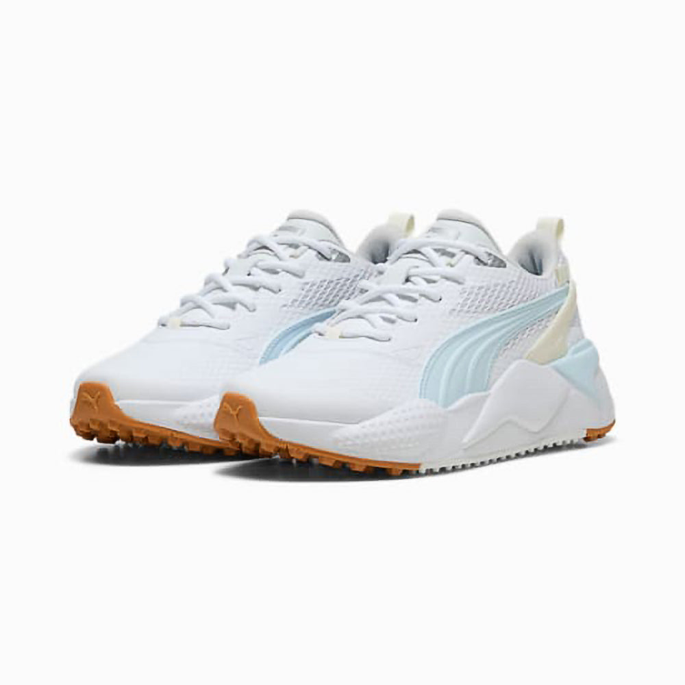 Puma Ladies GS-X Efekt Waterproof Golf Shoe in White & Icy Blue