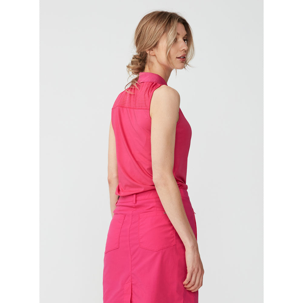 Rohnisch Ladies Sleeveless Polo with Mesh Detail in Fuchsia - Small Only Left