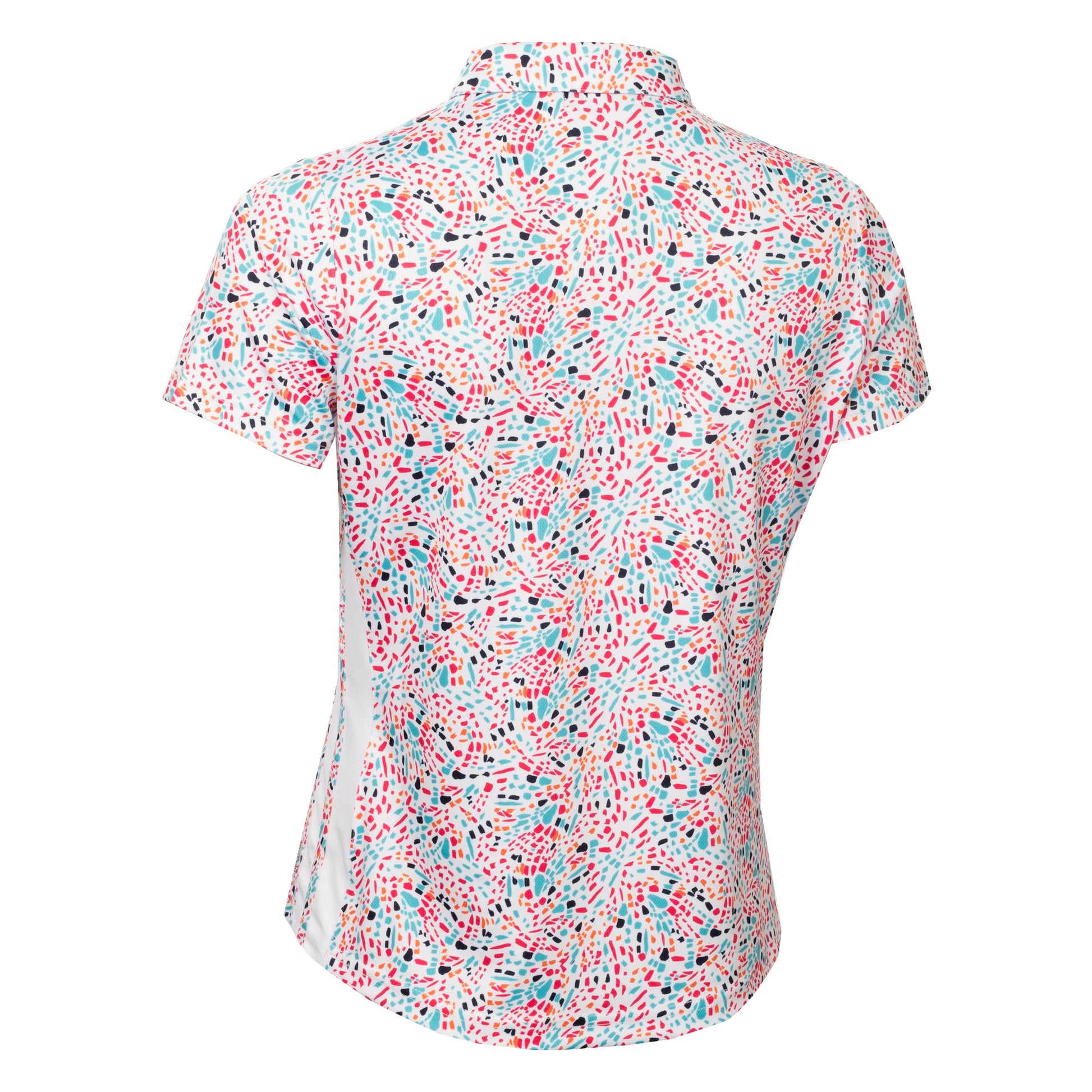 Green Lamb Ladies Speckle Print Short Sleeve Polo with Solid Side Panels