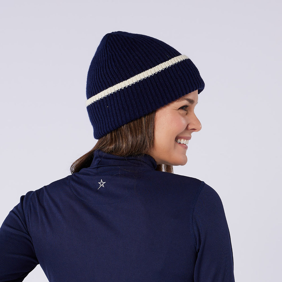 Swing Out Sister Fully Fleece Lined Beanie Hat in Navy