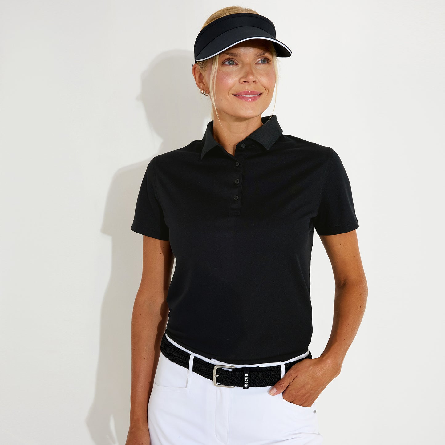Abacus Ladies DryCool Short Sleeve Polo in Black - Chic Comfort on the Course