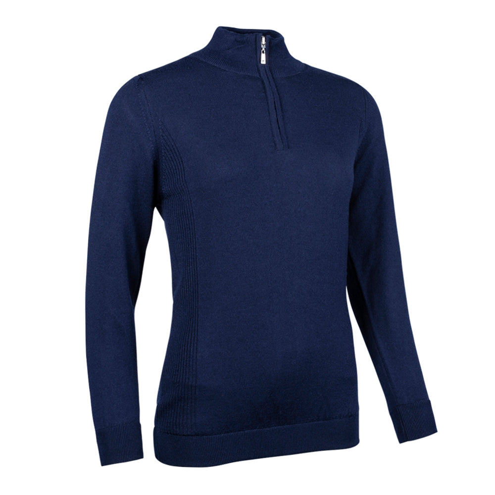 Glenmuir Ladies Merino Blend Lined Sweater with Water Repellent Finish in Navy