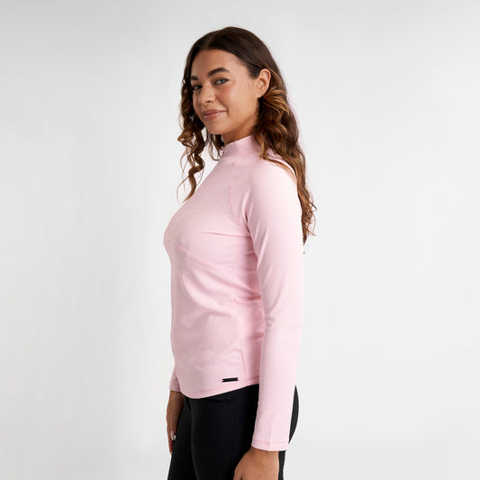 Green Lamb Ladies Lightweight 1/4 Zip Top with Jacquard Leopard Print