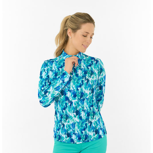 Pure Ladies Long Sleeve Golf Top with Mesh Panels for Breathable Comfort & Sleek Style