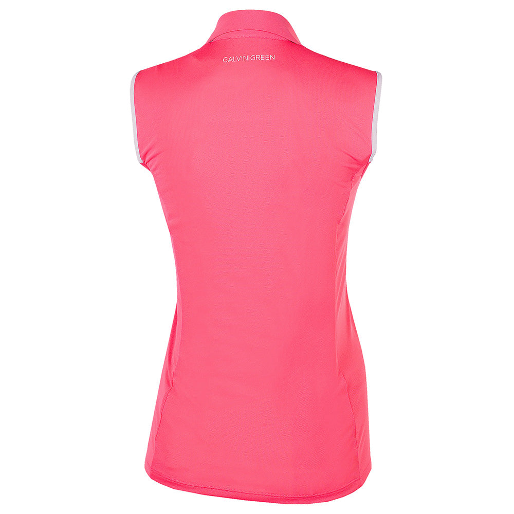 Galvin Green Ladies VENTIL8 PLUS Sleeveless Polo in Deep Pink & White