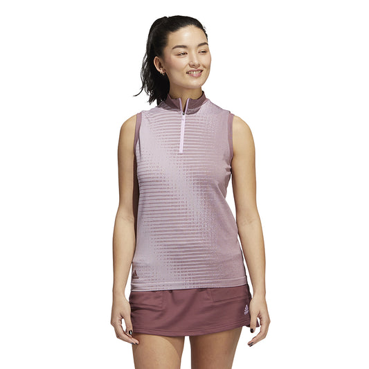 adidas Ladies Sleeveless Golf Polo in Quiet Crimson