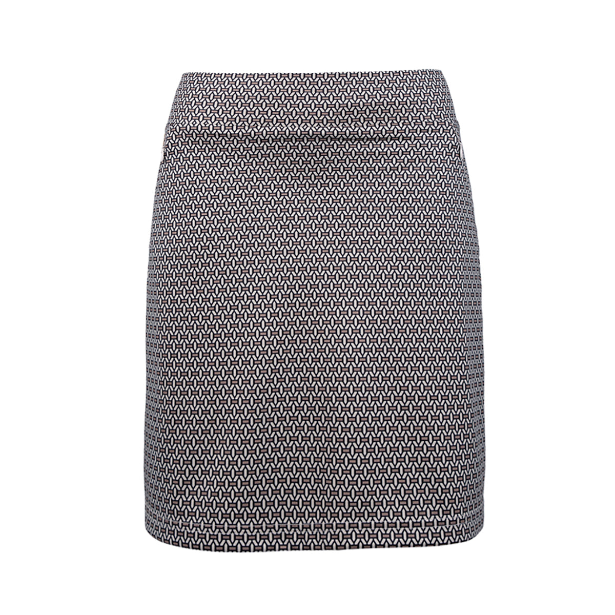Glenmuir Ladies Pull-On Stretch Skort with Delicate Mosaic Weave Print