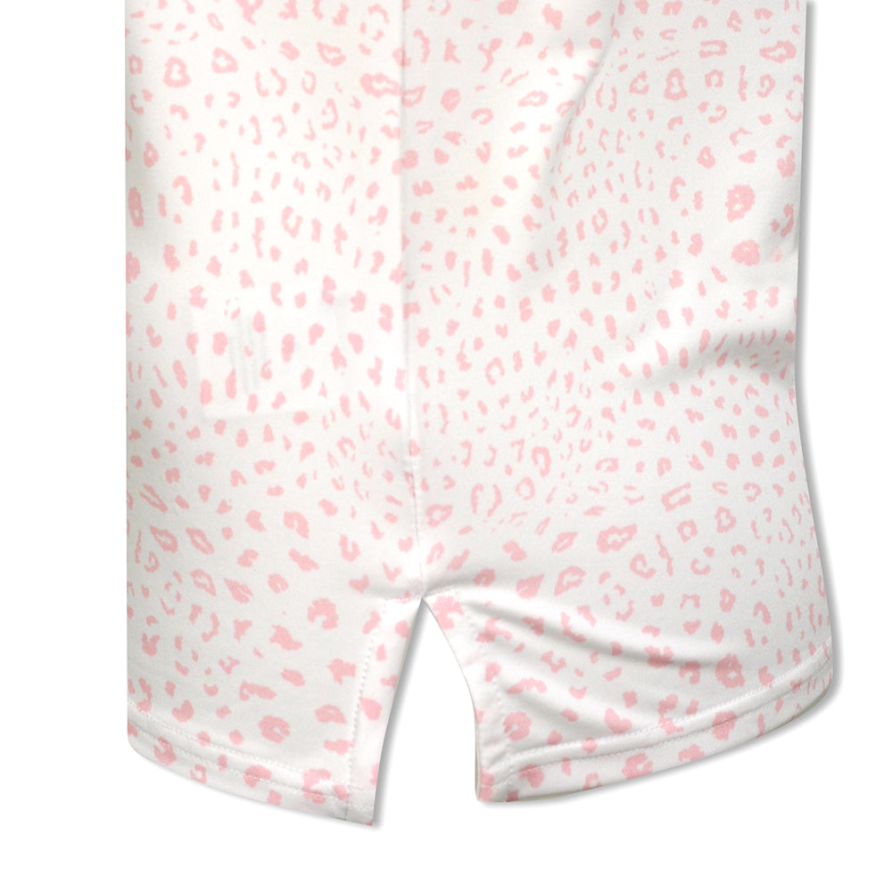 Glenmuir Short Sleeve Polo with SPF50 in White & Candy Pink Animal Print