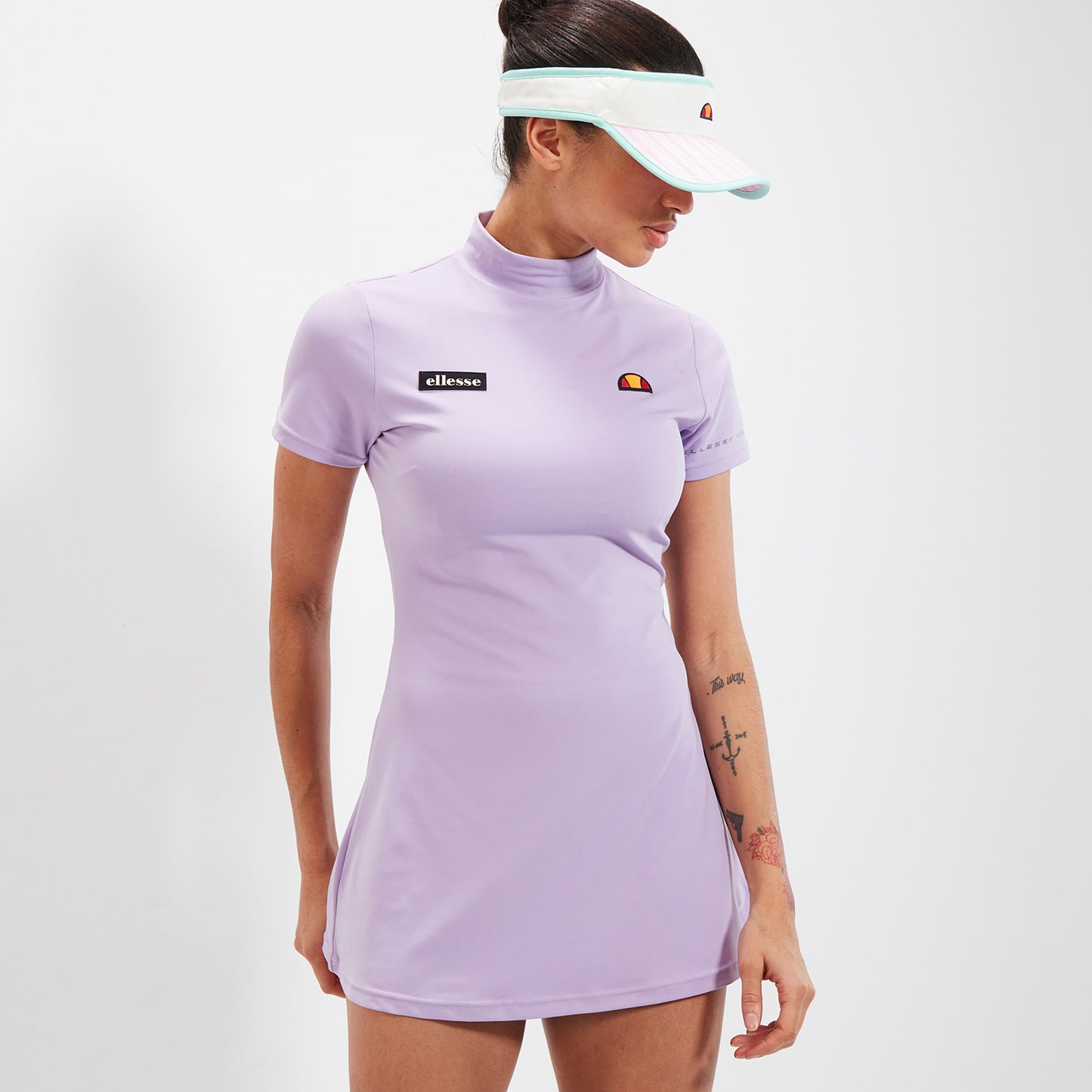 Ellesse Ladies Short Sleeve Golf Dress with Mock Neck in Light Purple