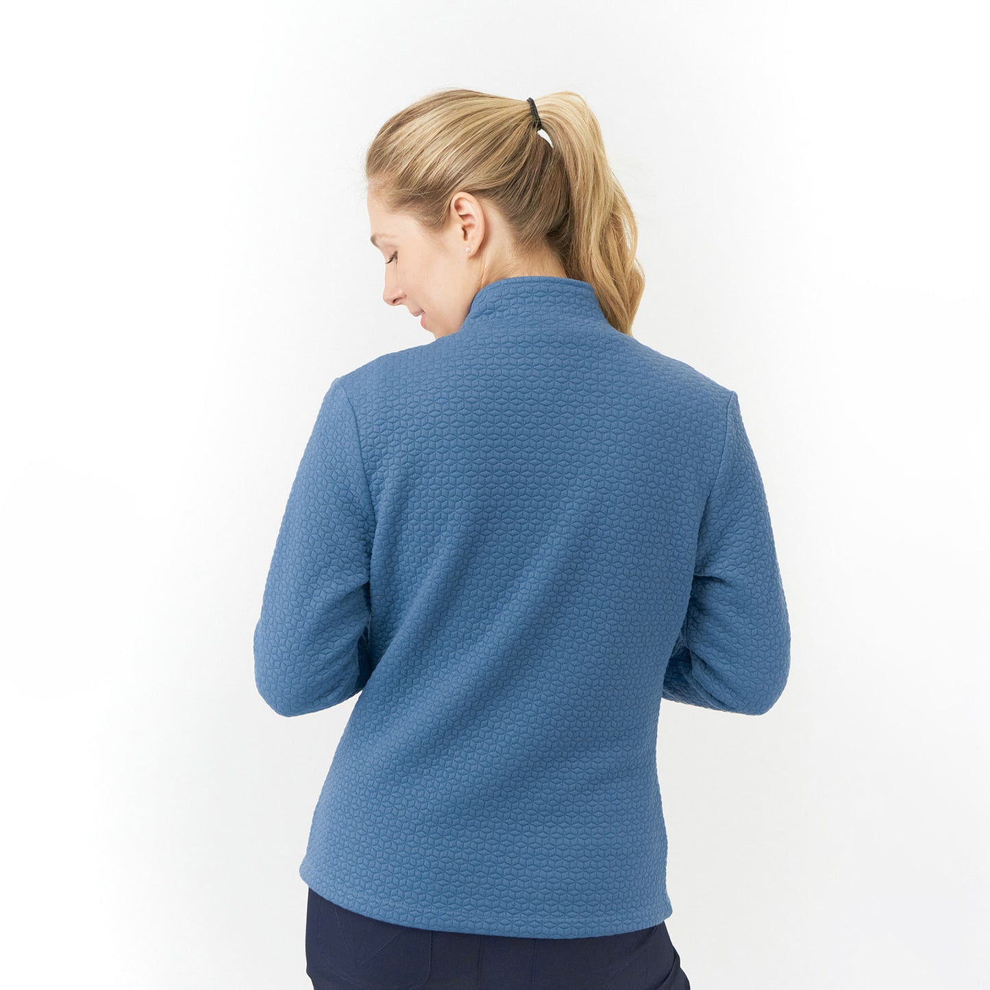 Pure Ladies Full Zip Textured Jacket in Powder Blue