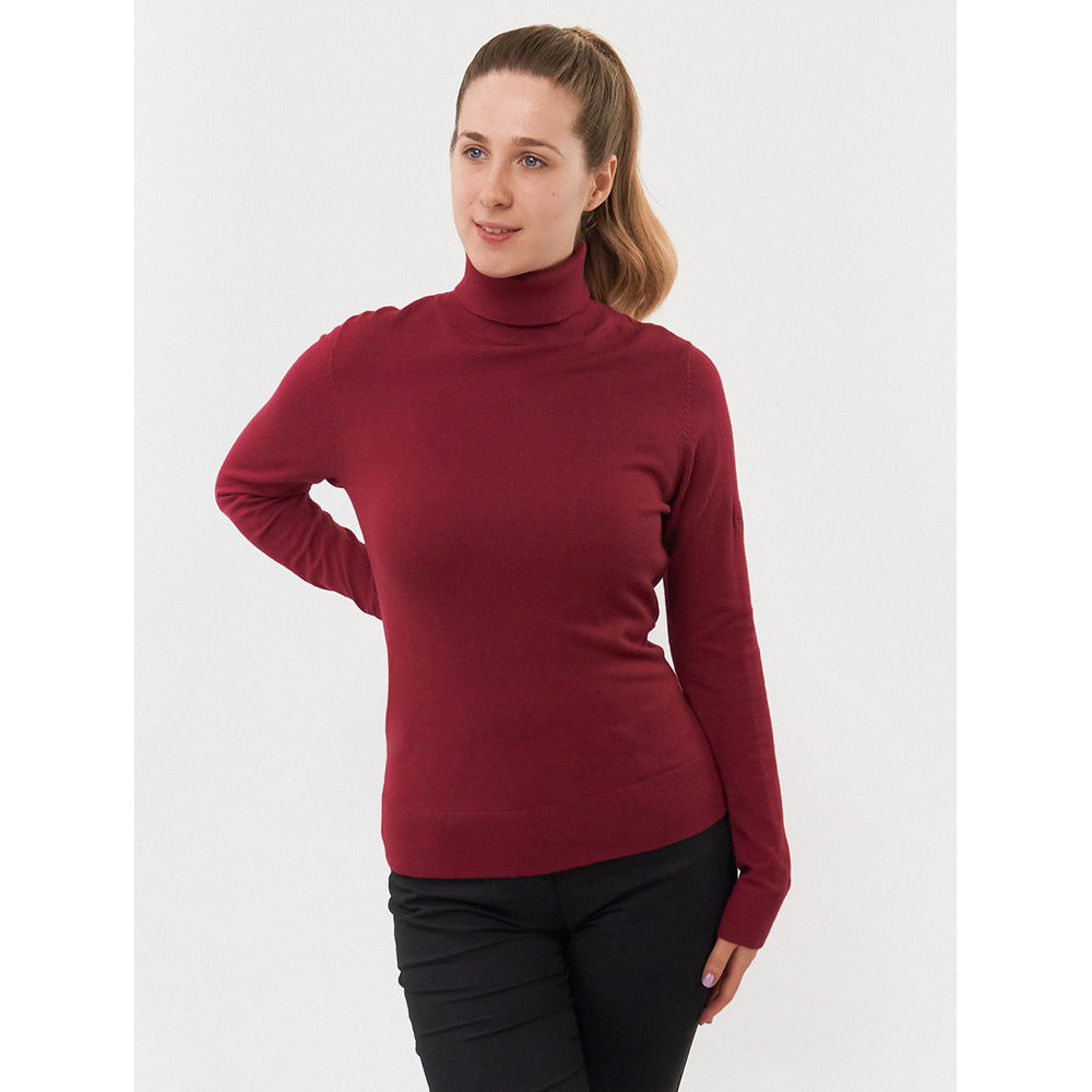 Pure Golf Ladies Classic Roll Neck in Garnet Berry - Last One XL Only Left